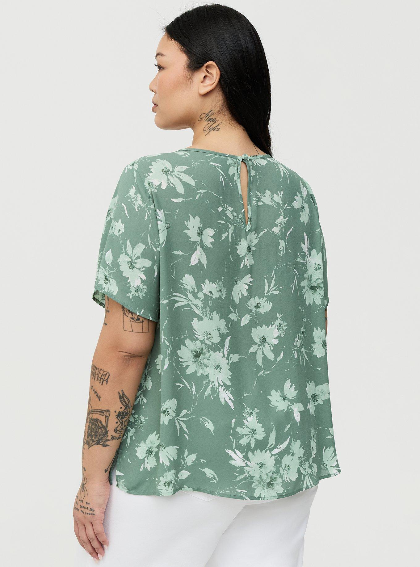 Abbey Georgette Top, REFRESHING SUNFLOWER FLORAL GREEN, alternate