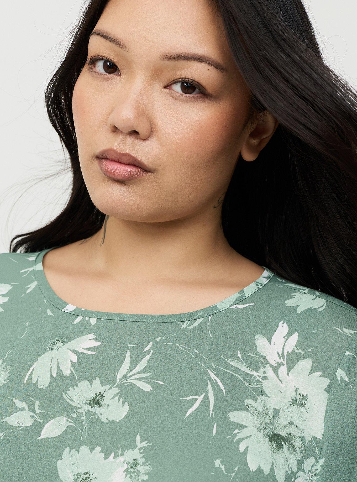 Abbey Georgette Top, REFRESHING SUNFLOWER FLORAL GREEN, alternate