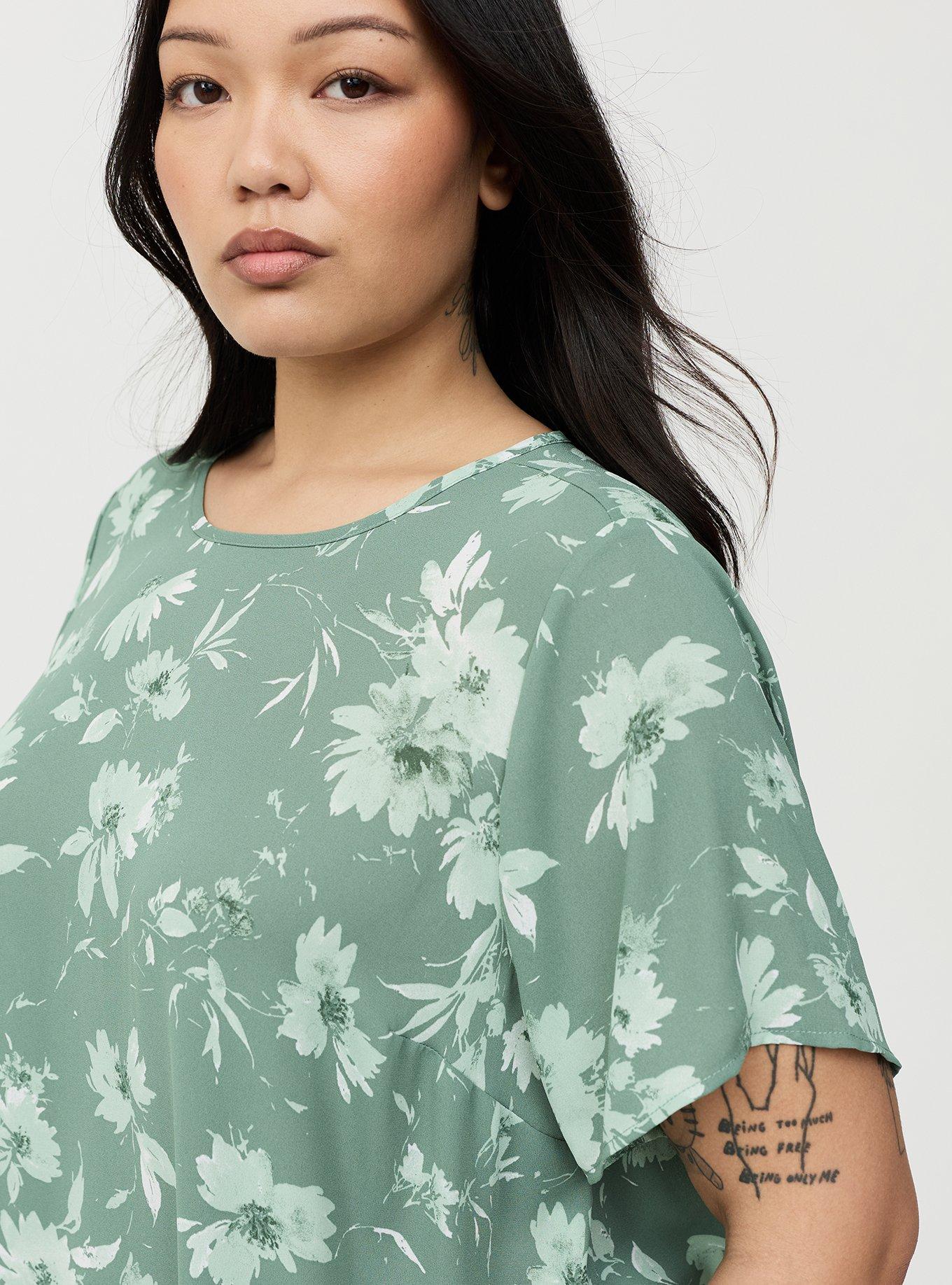 Abbey Georgette Top, REFRESHING SUNFLOWER FLORAL GREEN, alternate