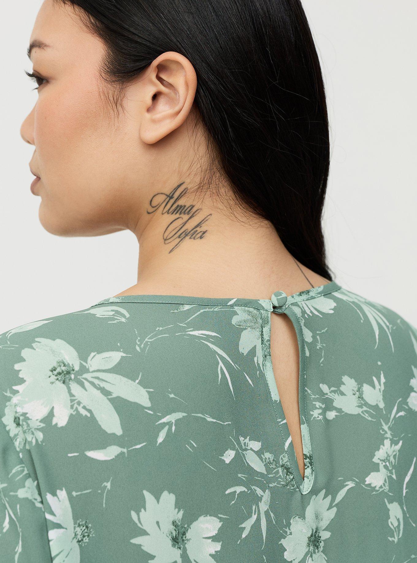 Abbey Georgette Top, REFRESHING SUNFLOWER FLORAL GREEN, alternate