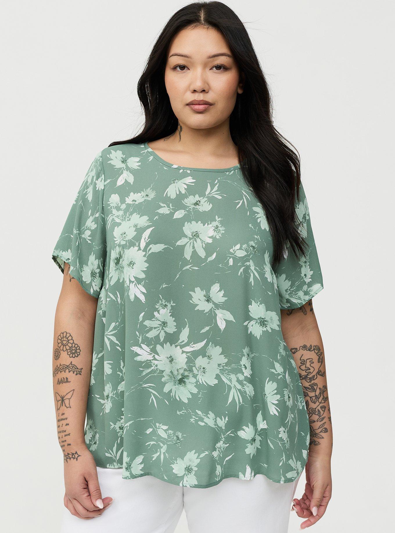 Abbey Georgette Top, REFRESHING SUNFLOWER FLORAL GREEN, hi-res