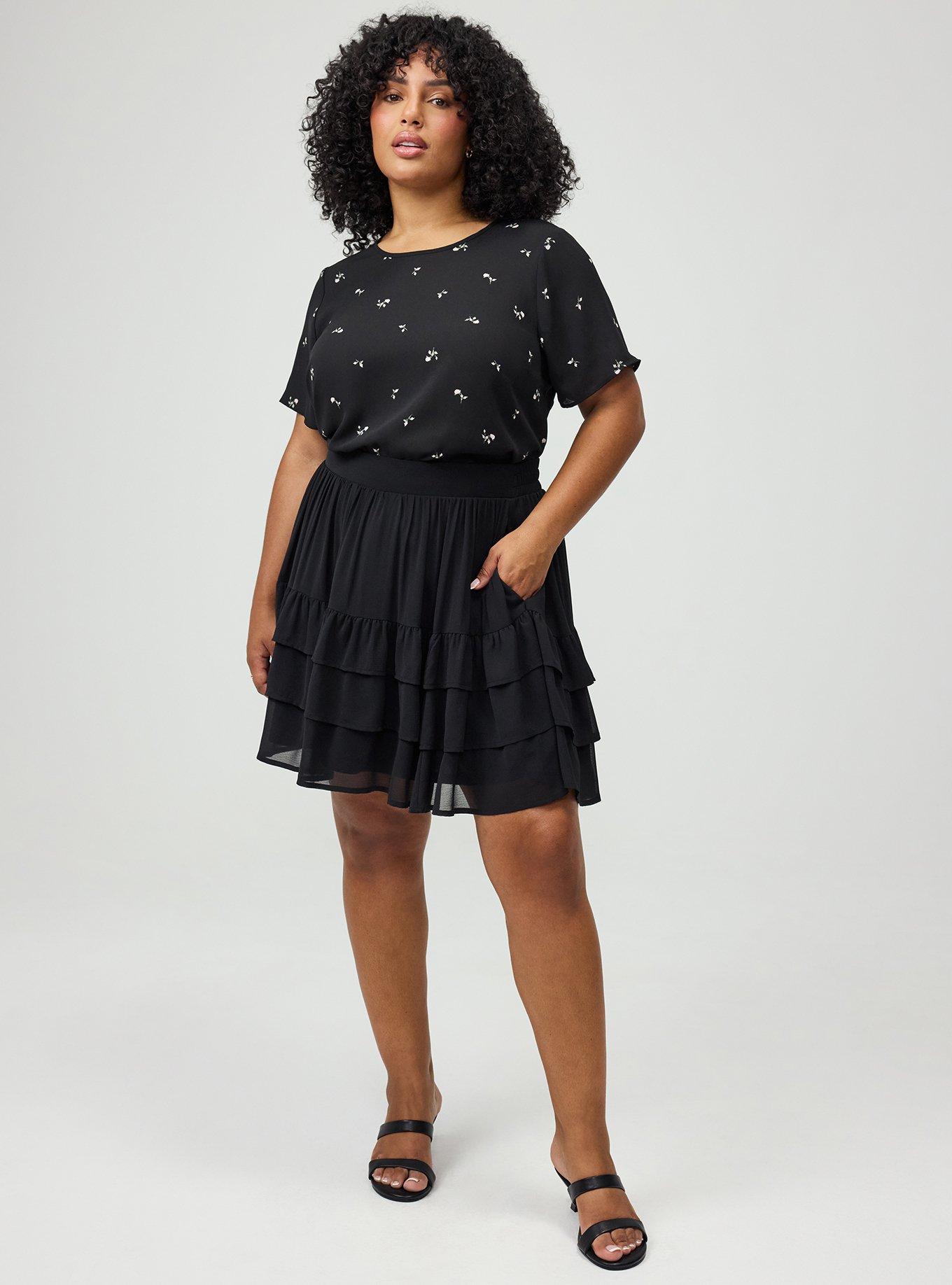 Abbey Georgette Top, ROSEY STEM DITSY FLORAL BLACK, alternate