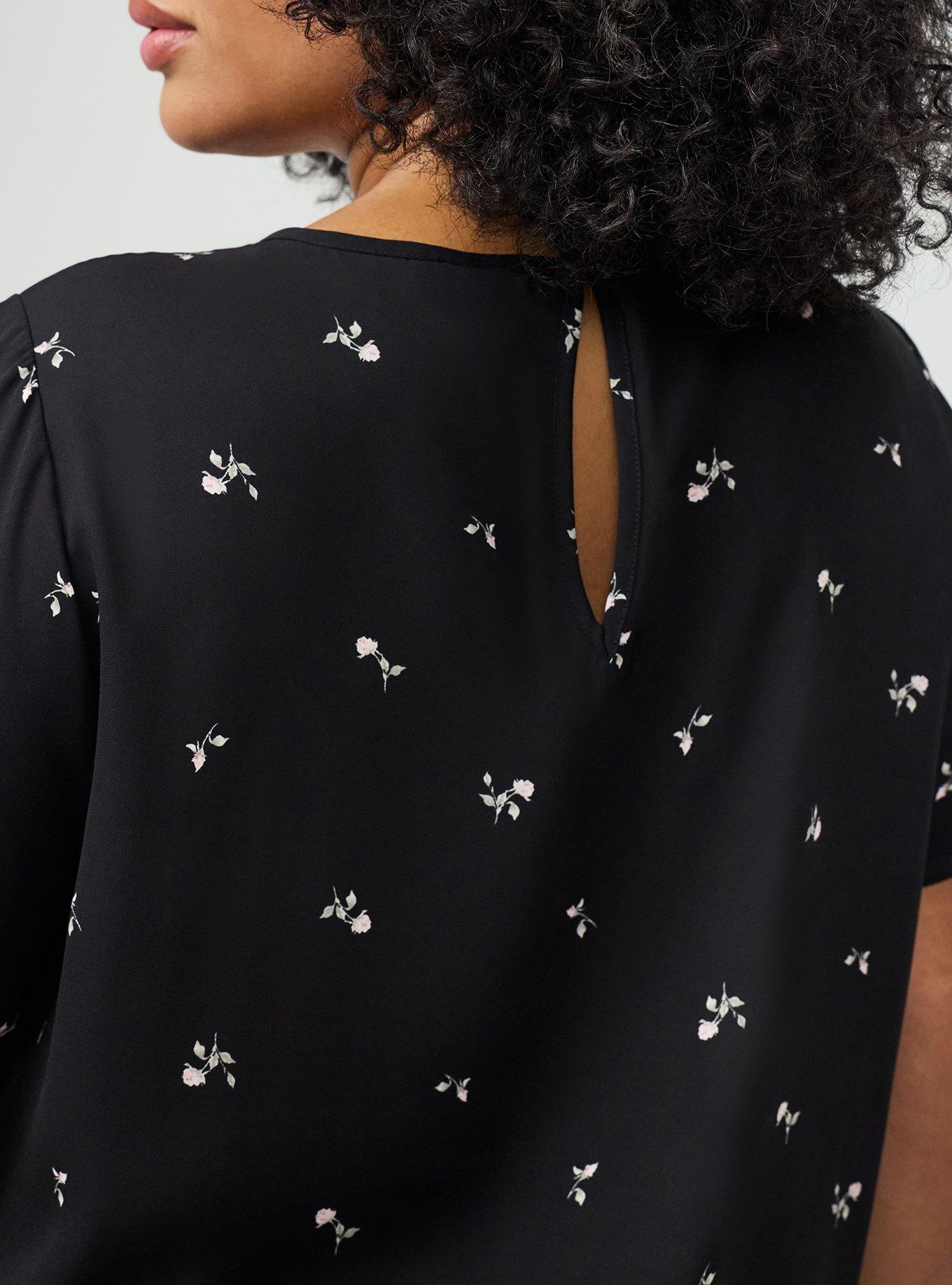Abbey Georgette Top, ROSEY STEM DITSY FLORAL BLACK, alternate