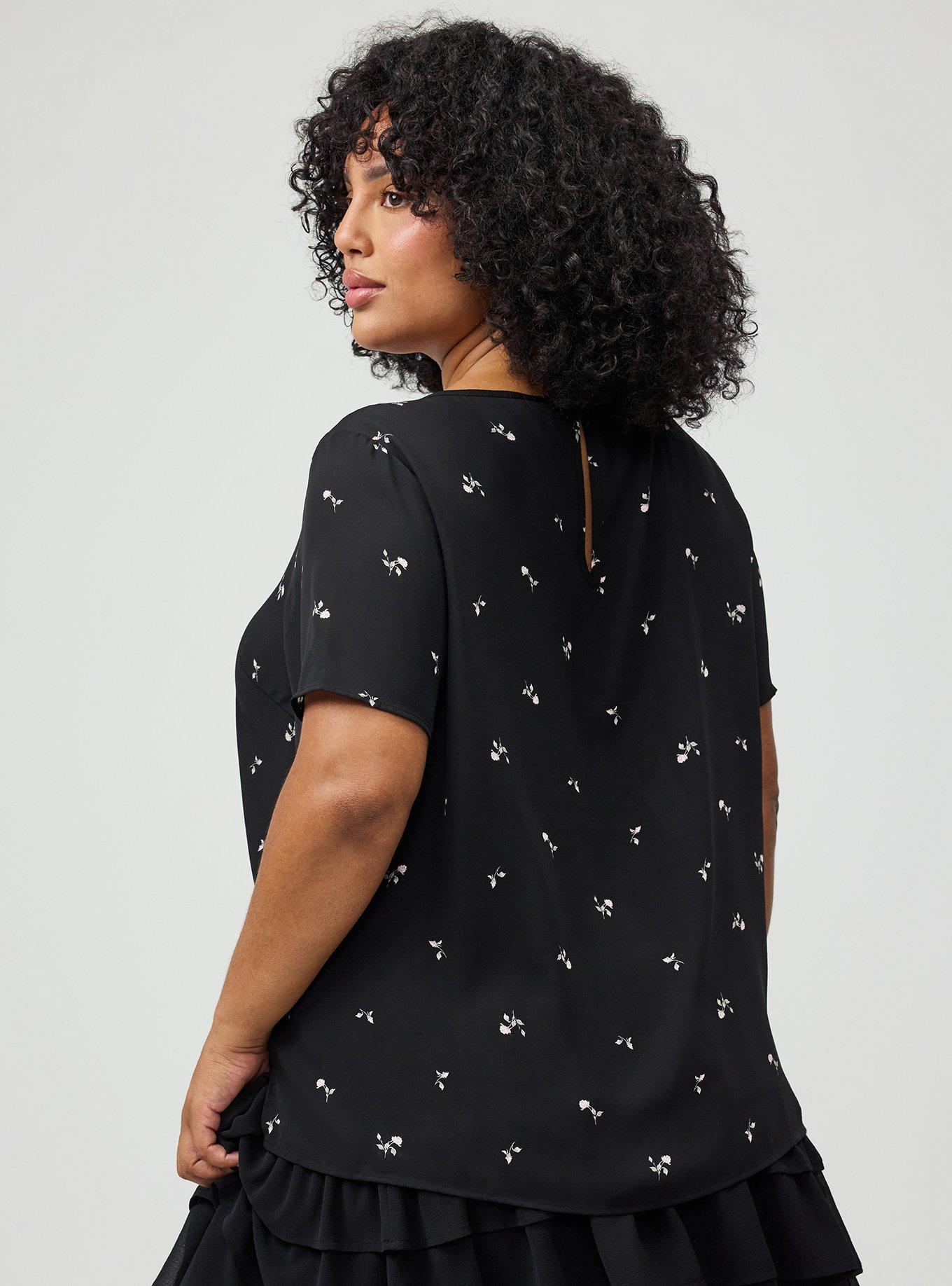 Abbey Georgette Top, ROSEY STEM DITSY FLORAL BLACK, alternate