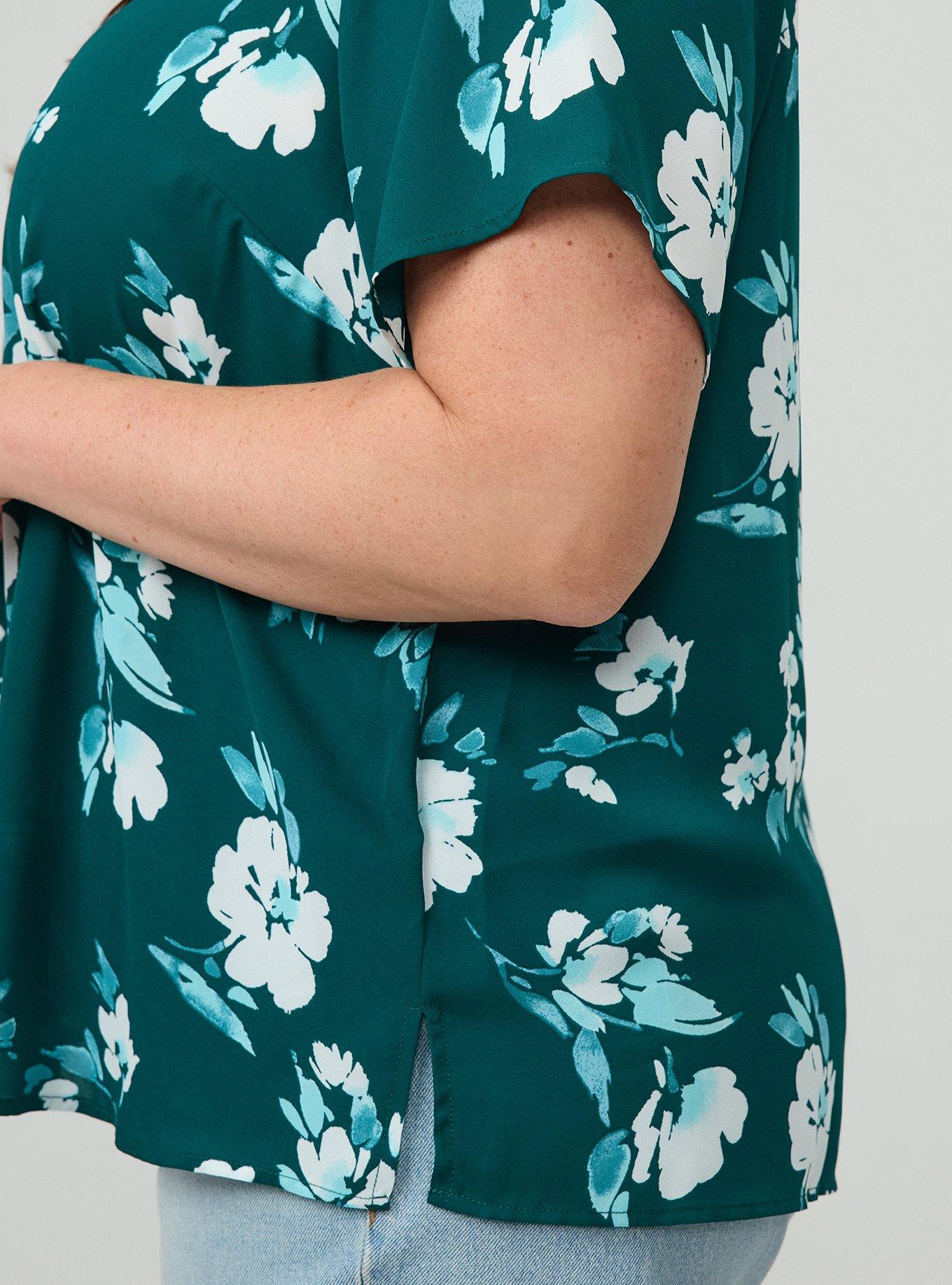 Abbey Georgette Top, BECKS FLORAL GREEN, alternate
