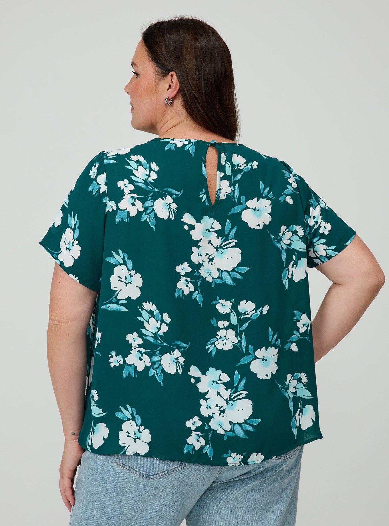 Abbey Georgette Top, BECKS FLORAL GREEN, alternate