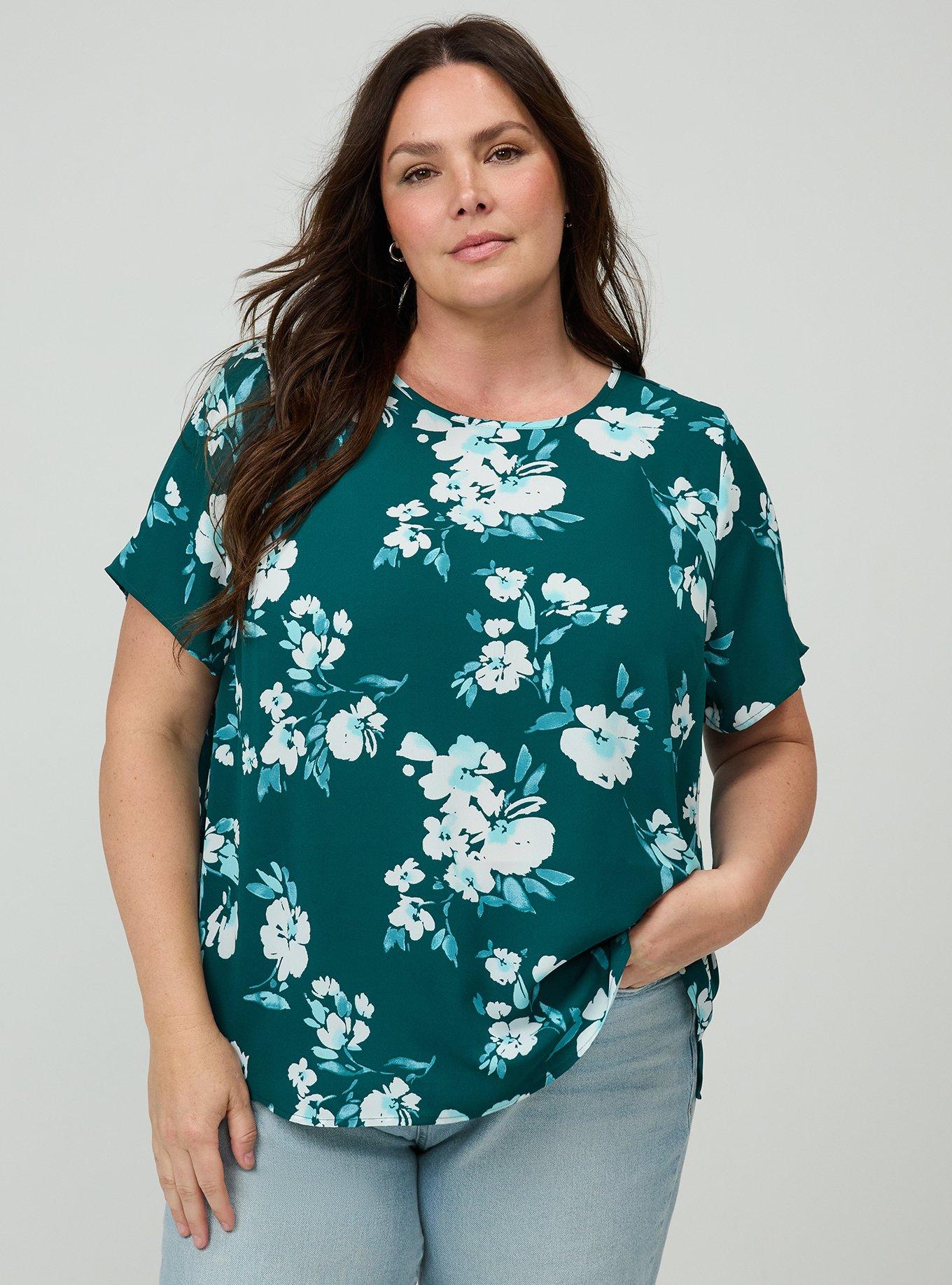 Abbey Georgette Top, BECKS FLORAL GREEN, alternate