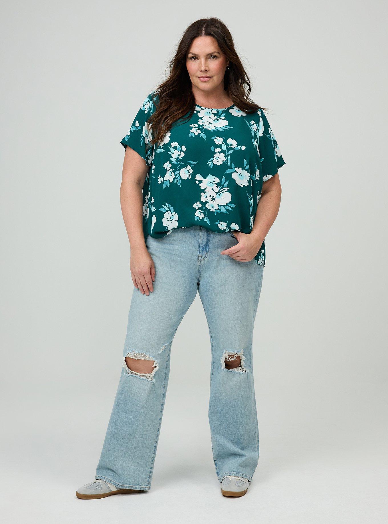 Abbey Georgette Top, BECKS FLORAL GREEN, alternate