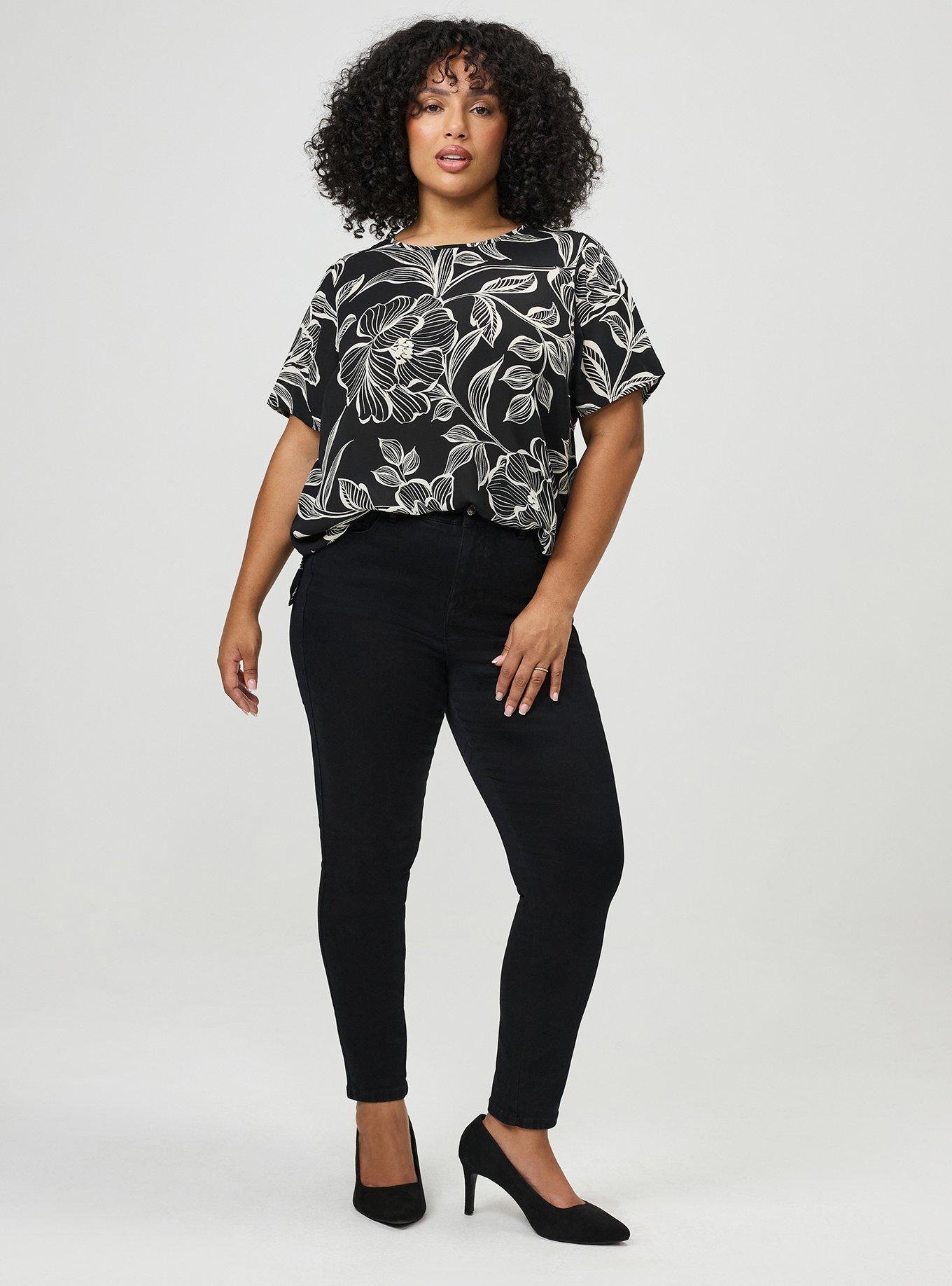 Abbey Georgette Top, NOVA FLORAL BLACK, alternate