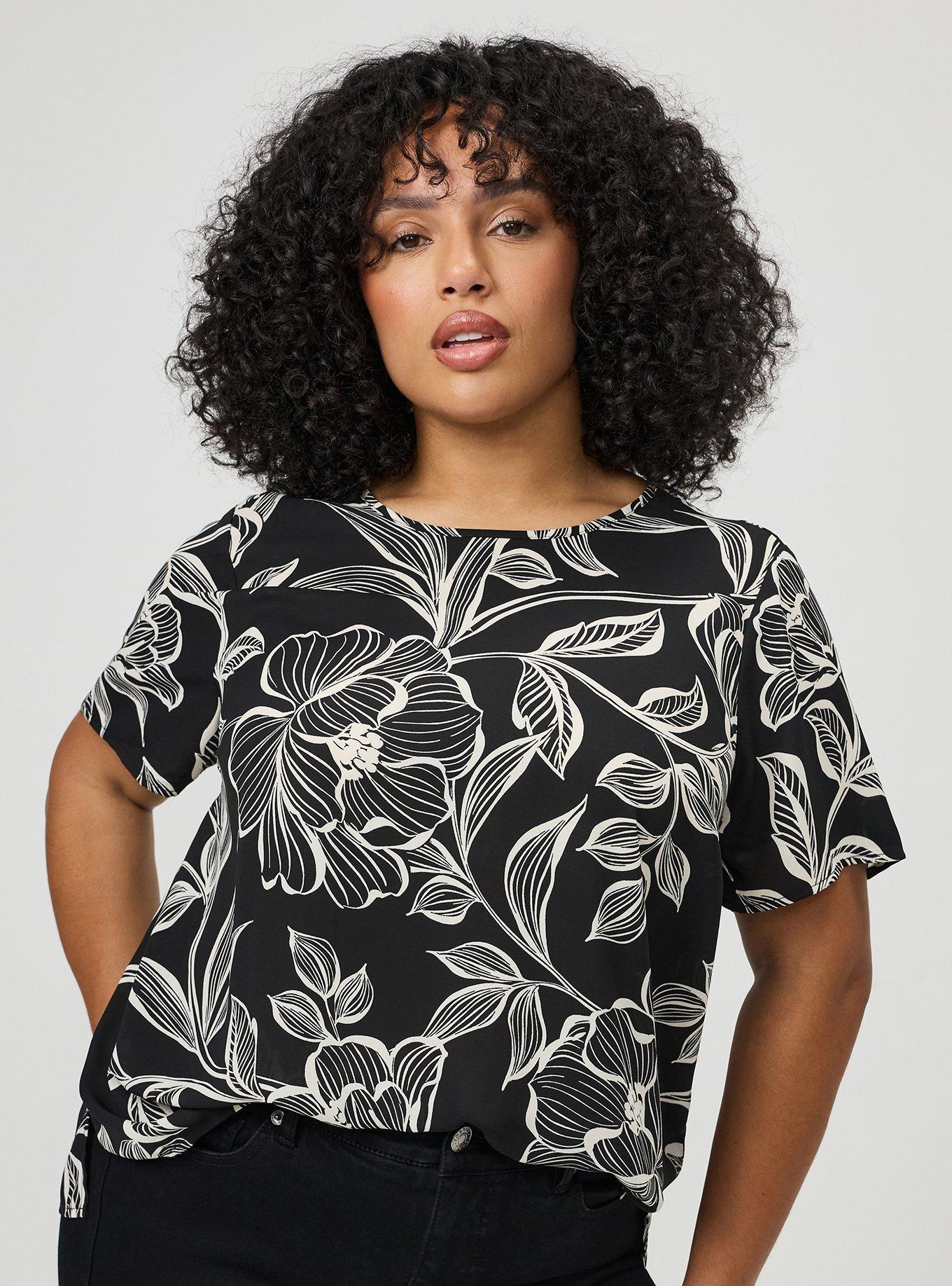 Abbey Georgette Top, NOVA FLORAL BLACK, alternate