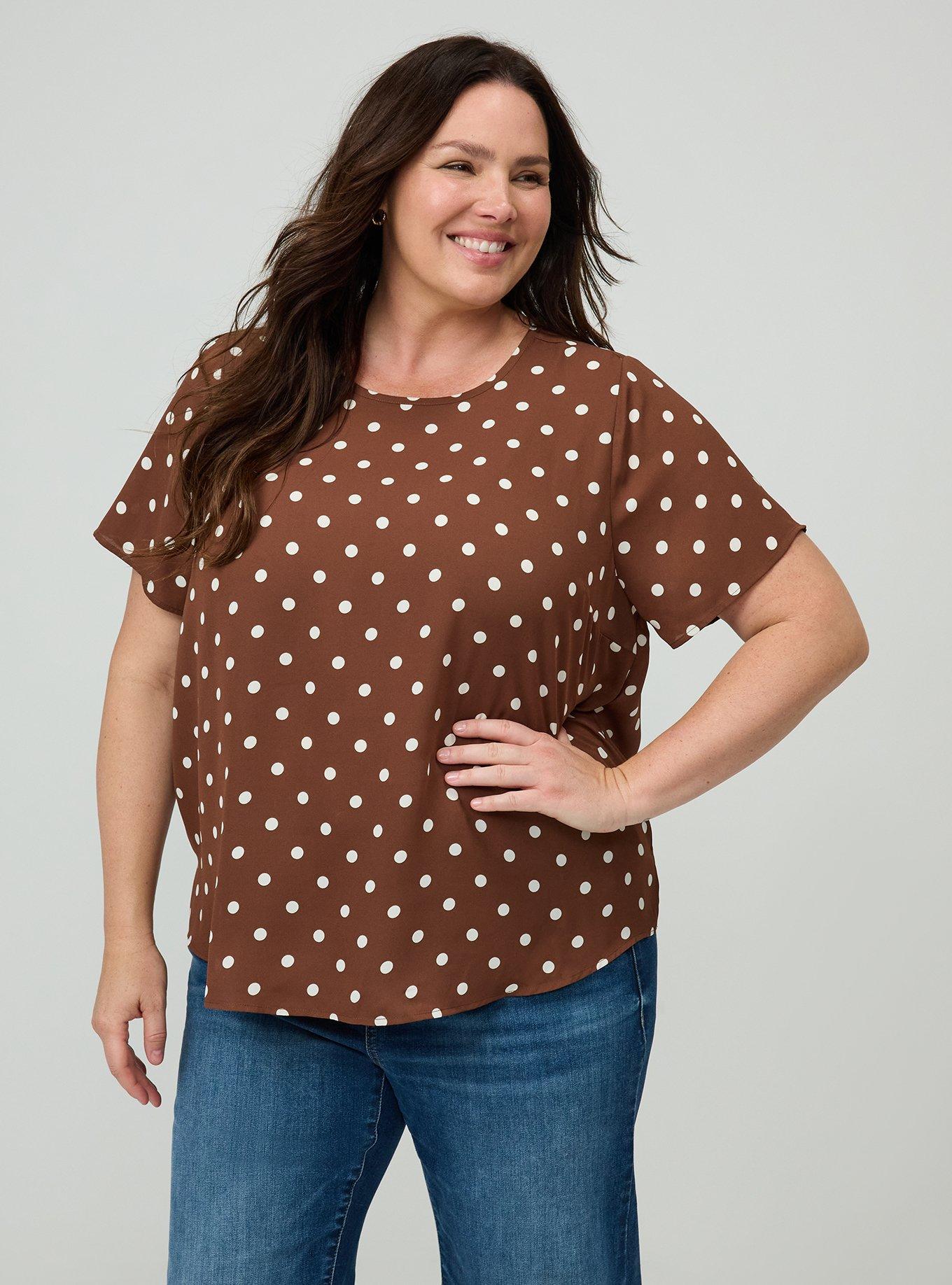Abbey Georgette Top, COMMIT DOT BROWN, alternate