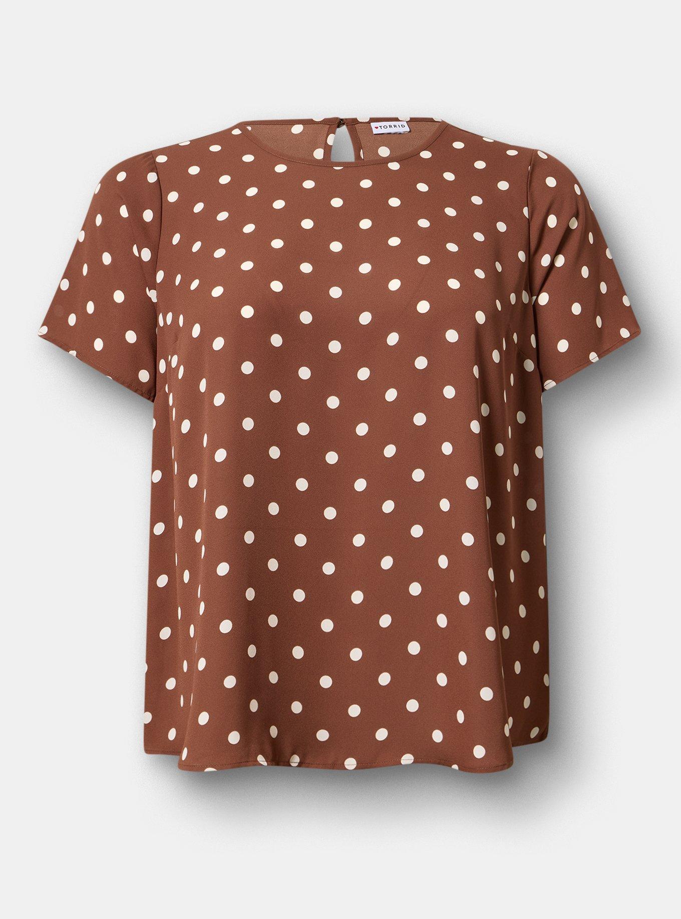 Abbey Georgette Top, COMMIT DOT BROWN, flat