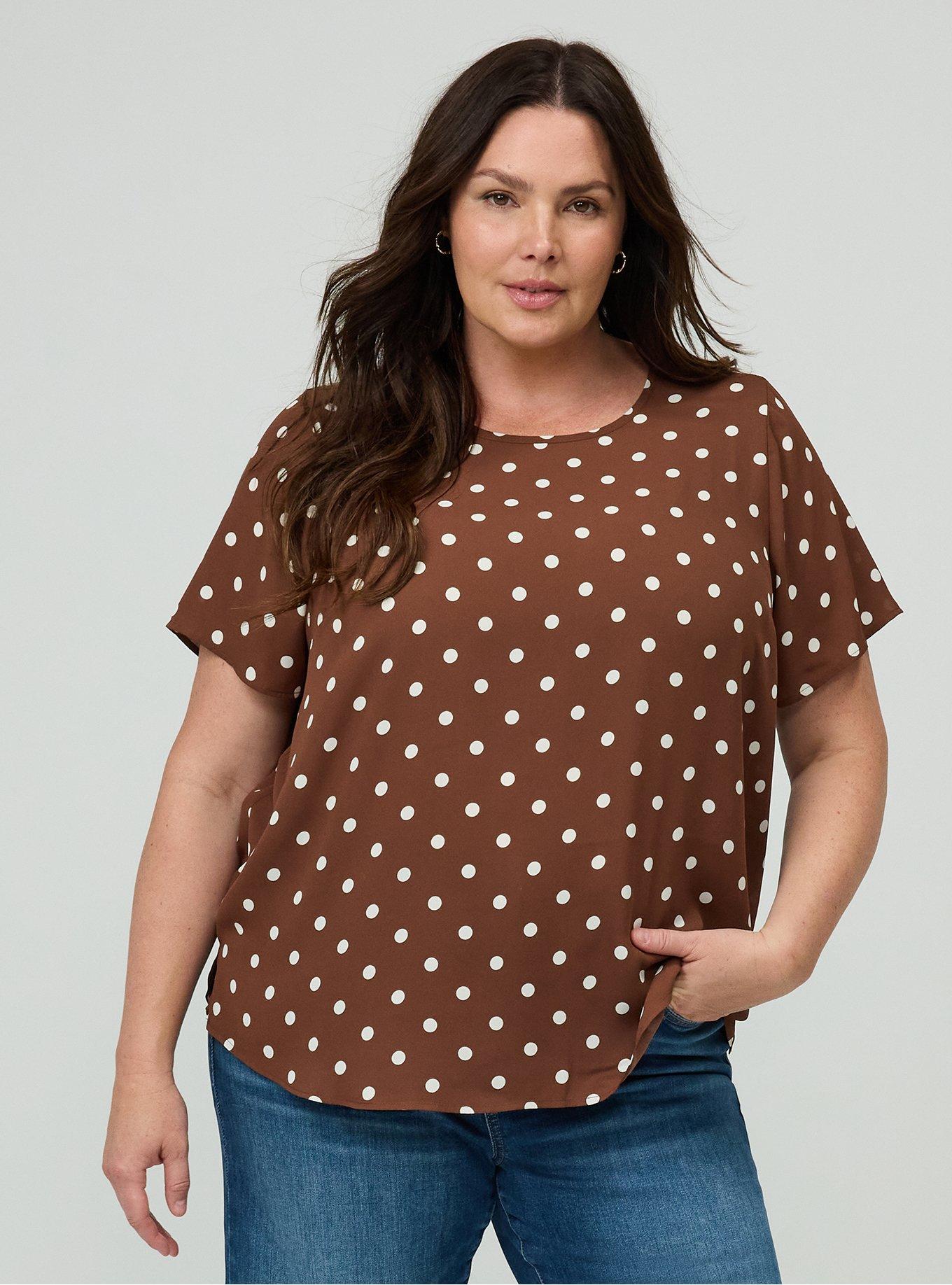 Abbey Georgette Top, COMMIT DOT BROWN, hi-res