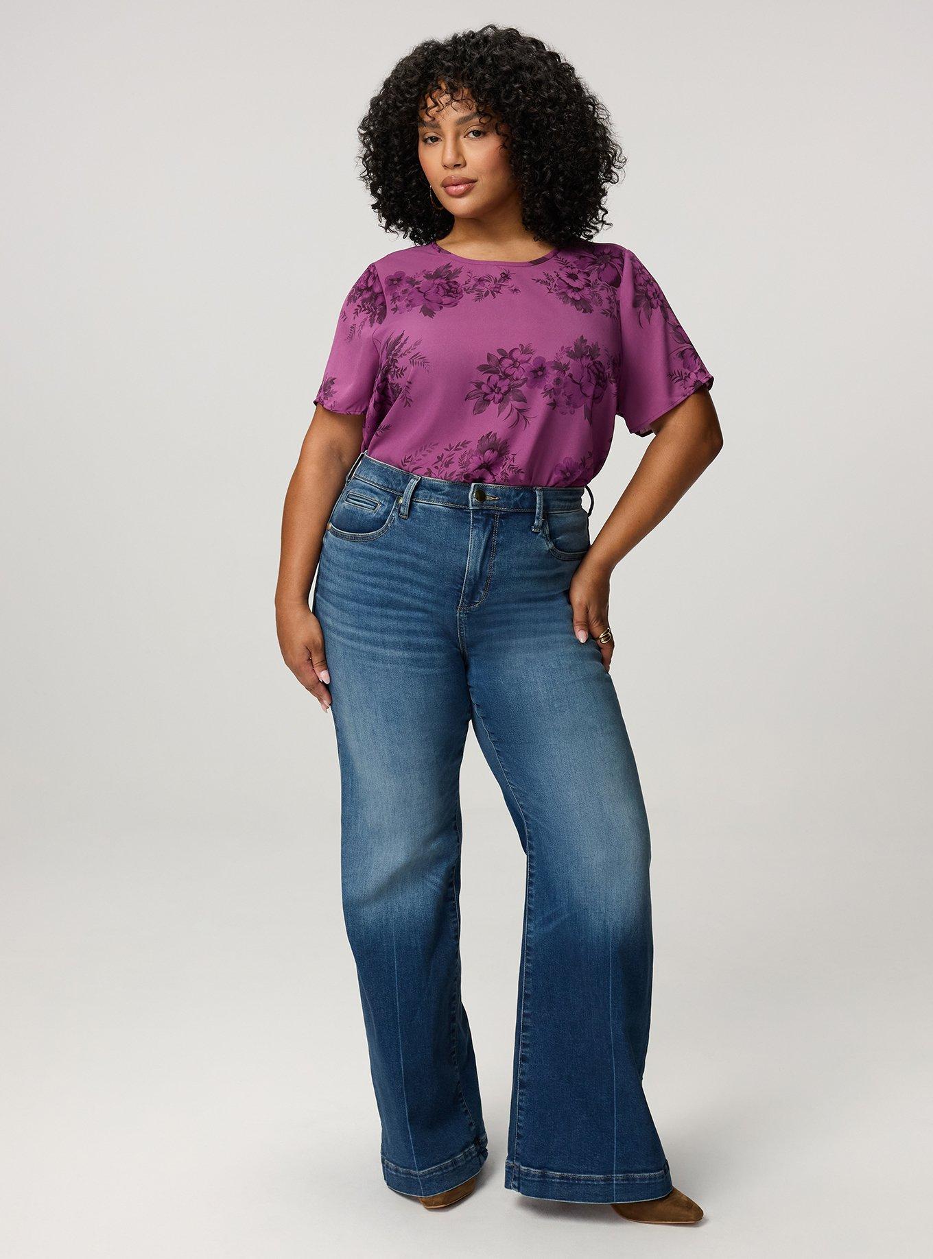 Abbey Georgette Top, JANICE FLORAL PLUM, alternate
