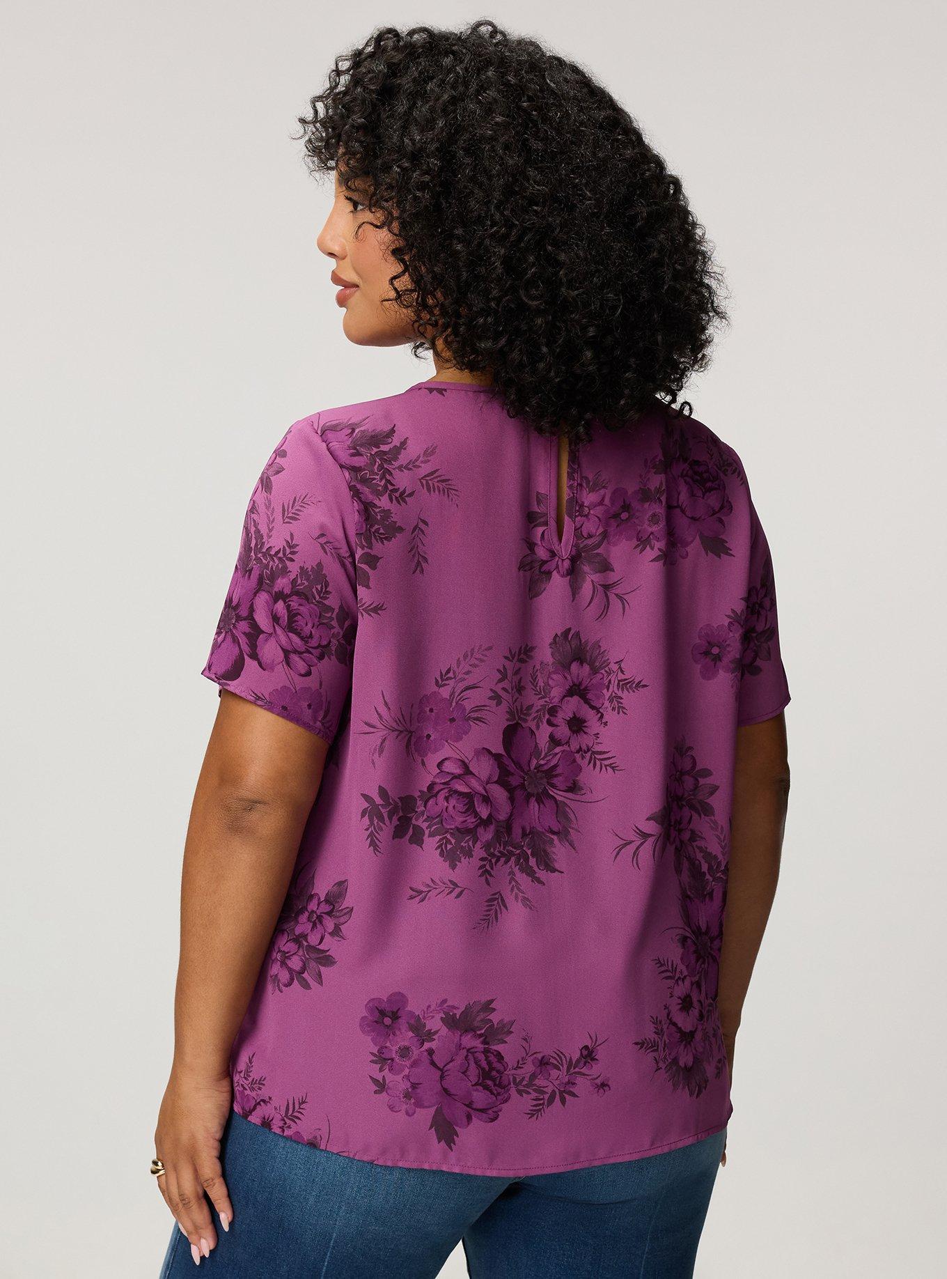Abbey Georgette Top, JANICE FLORAL PLUM, alternate