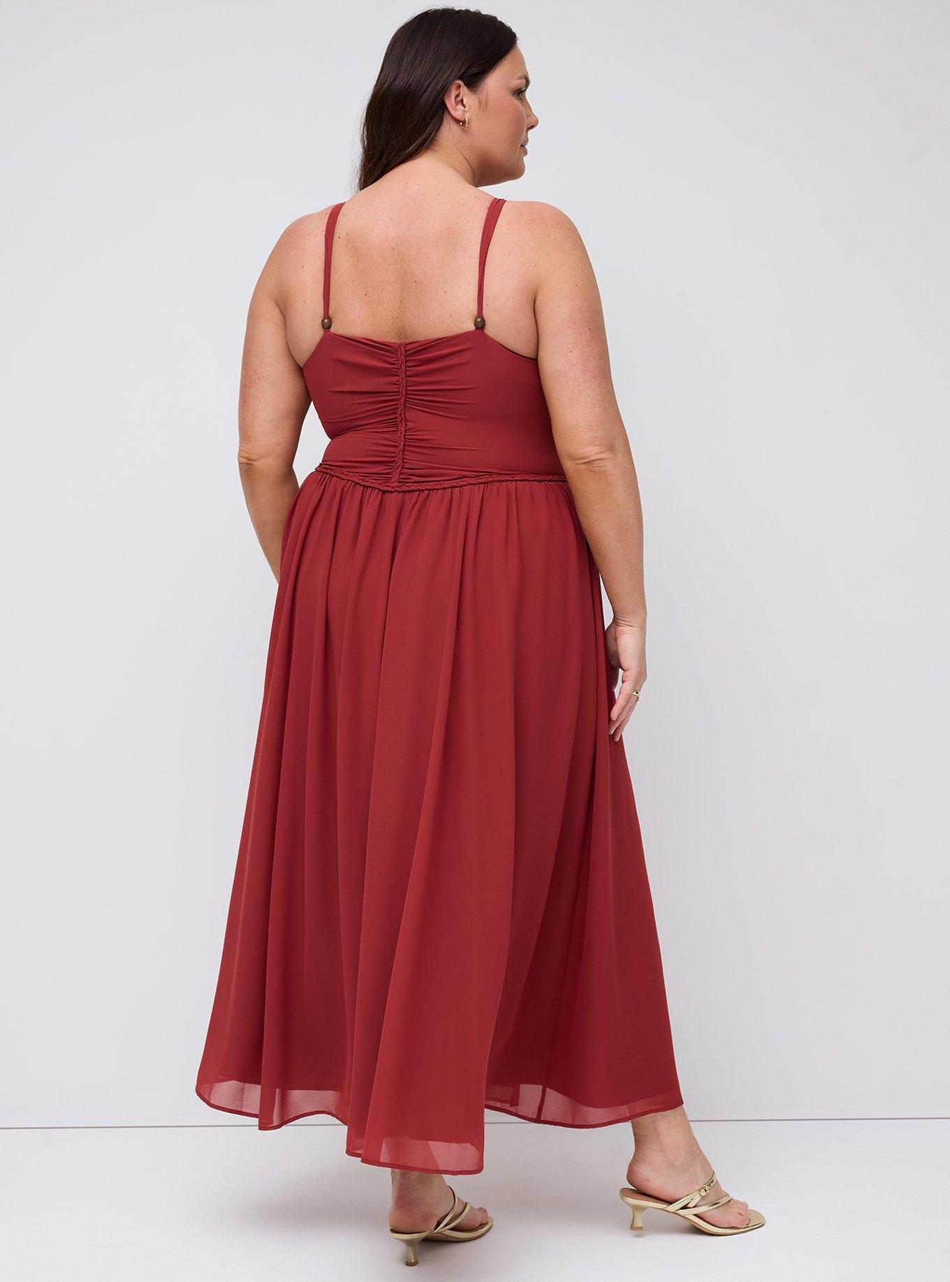 strapless open back dress Women's Plus Size Vernice Ruffle Bodycon Dress - Red main image 1