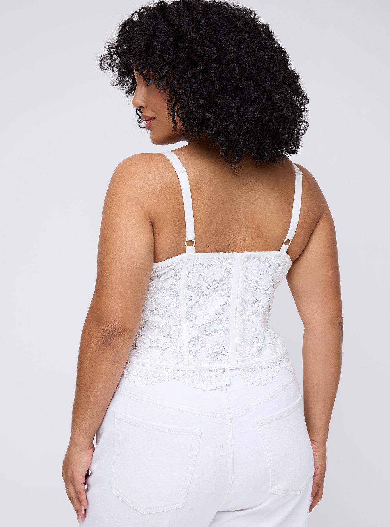 Studio Lace Corset Top, BLANC DE BLANC, alternate