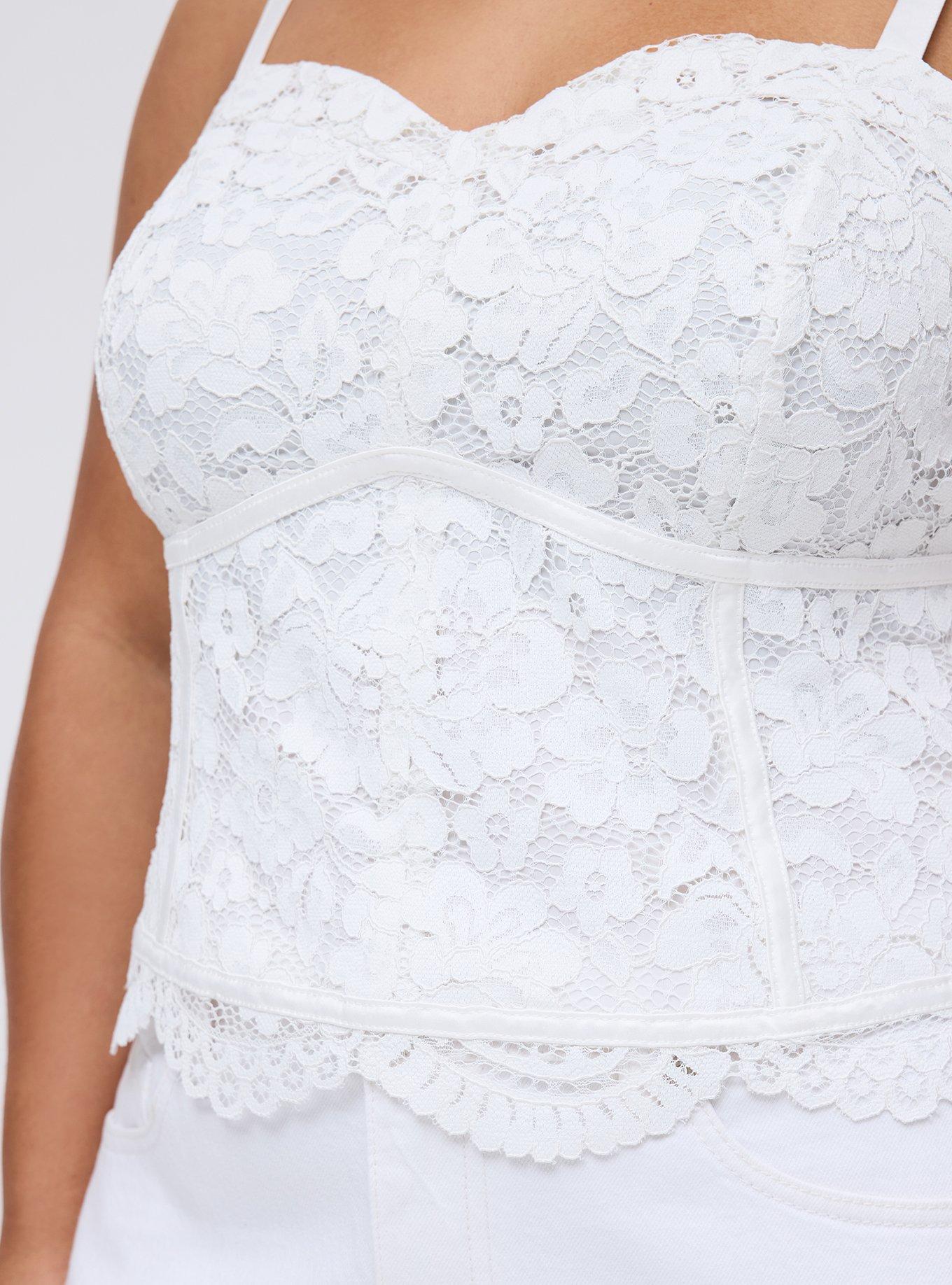 Studio Lace Corset Top, BLANC DE BLANC, alternate