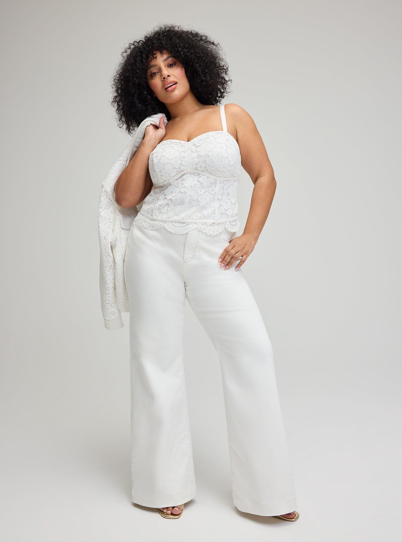 Studio Lace Corset Top, BLANC DE BLANC, alternate