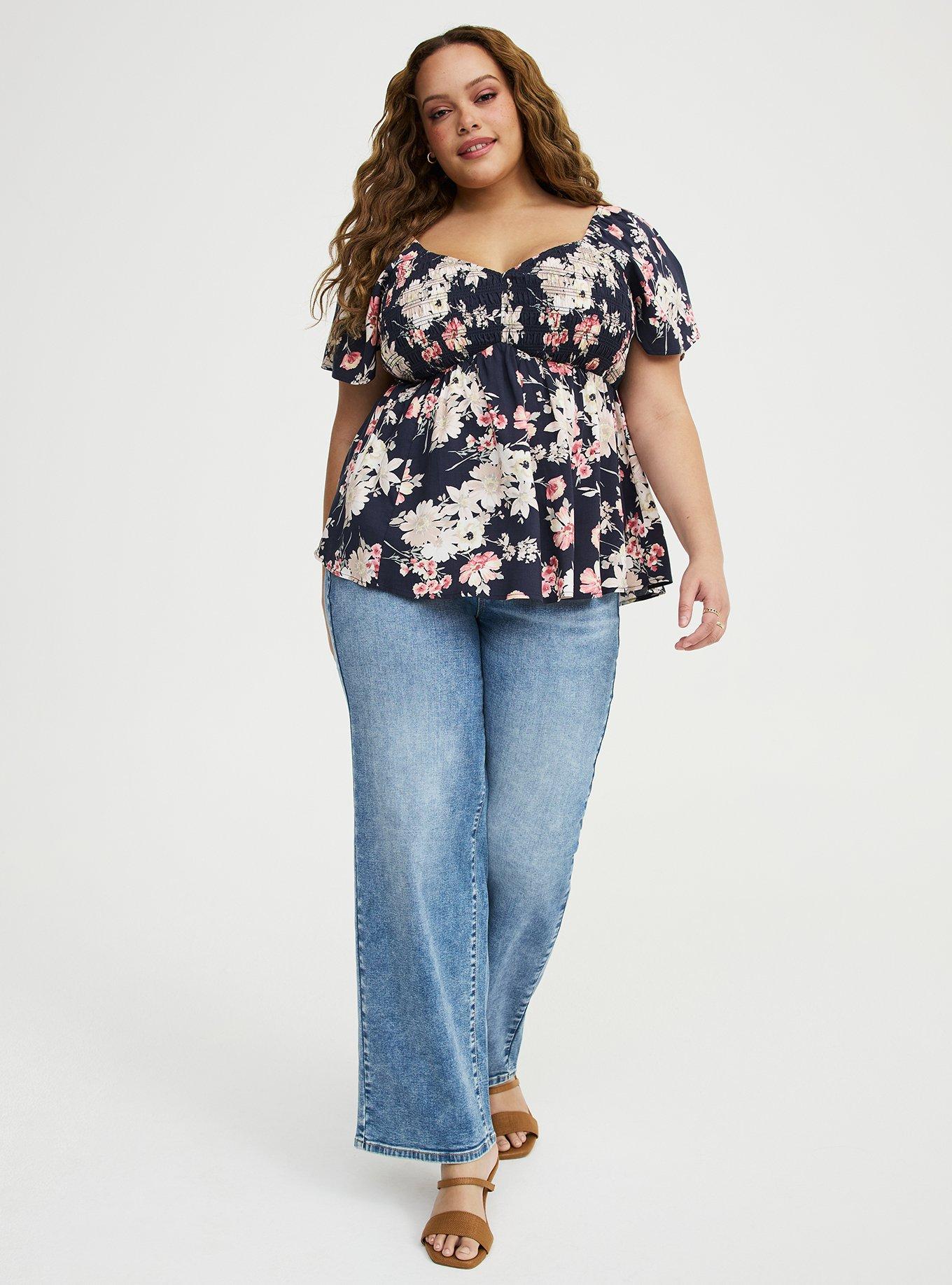 Smocked Challis Babydoll Top, WHIMSICAL DAISY FLORAL MULTI, alternate