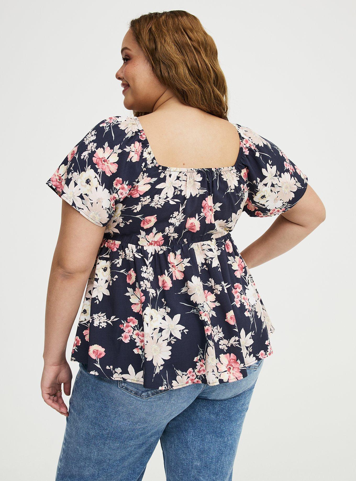 Smocked Challis Babydoll Top, WHIMSICAL DAISY FLORAL MULTI, alternate