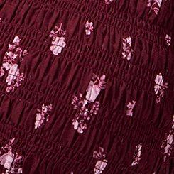 Smocked Challis Babydoll Top, MEG DITSY FLORAL BURGUNDY, swatch