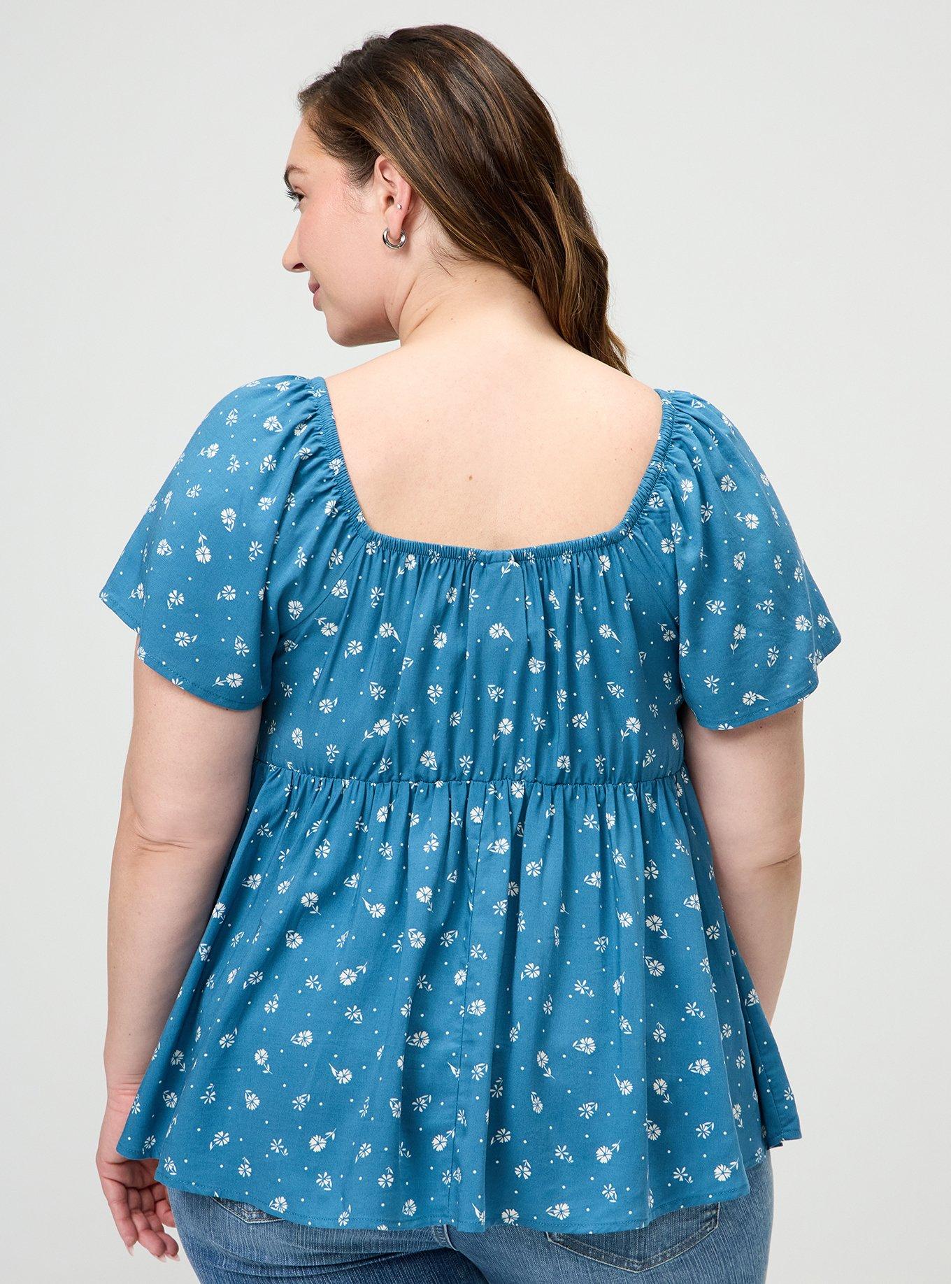 Smocked Challis Babydoll Top, DREW DITSY FLORAL BLUE, alternate