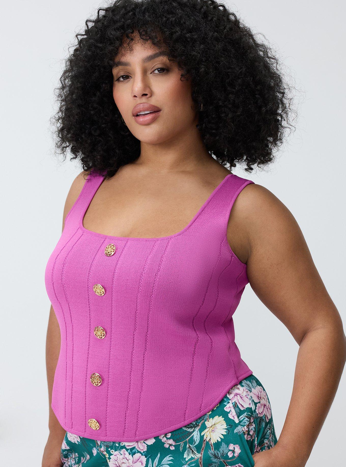 Studio Power Knit Corset Top, PURPLE ORCHID, alternate
