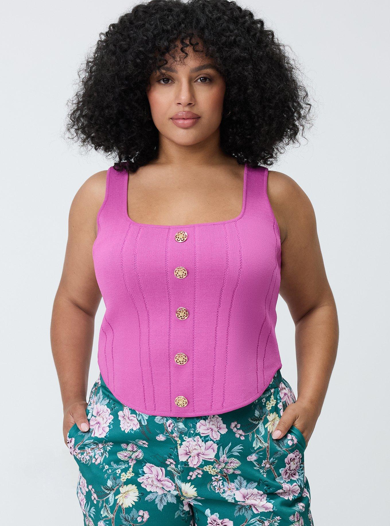 Studio Power Knit Corset Top, PURPLE ORCHID, hi-res