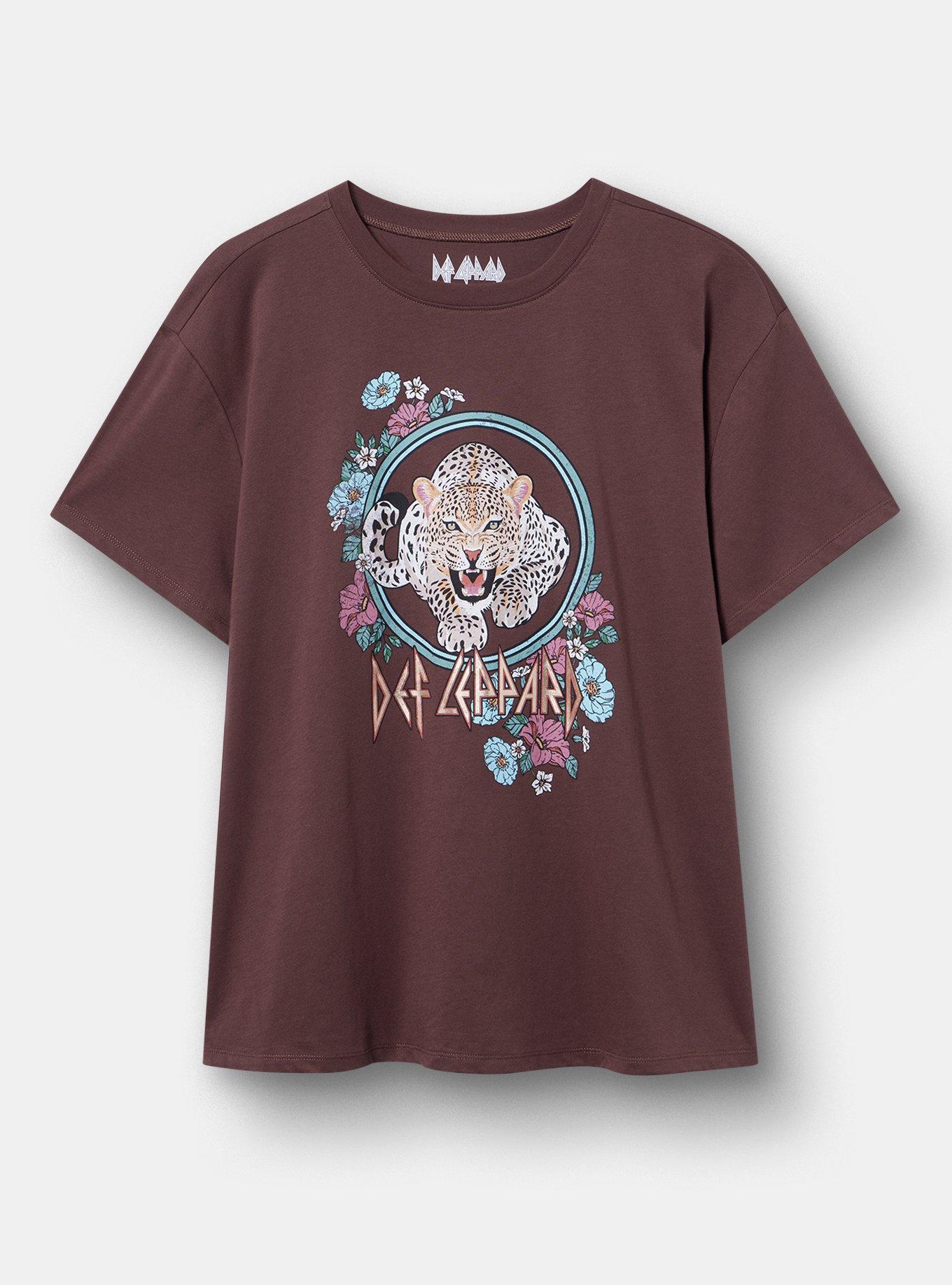 Def Leppard Relaxed Cotton Crew Tee, DEF LEPPARD FLORAL FRENCH ROAST, hi-res