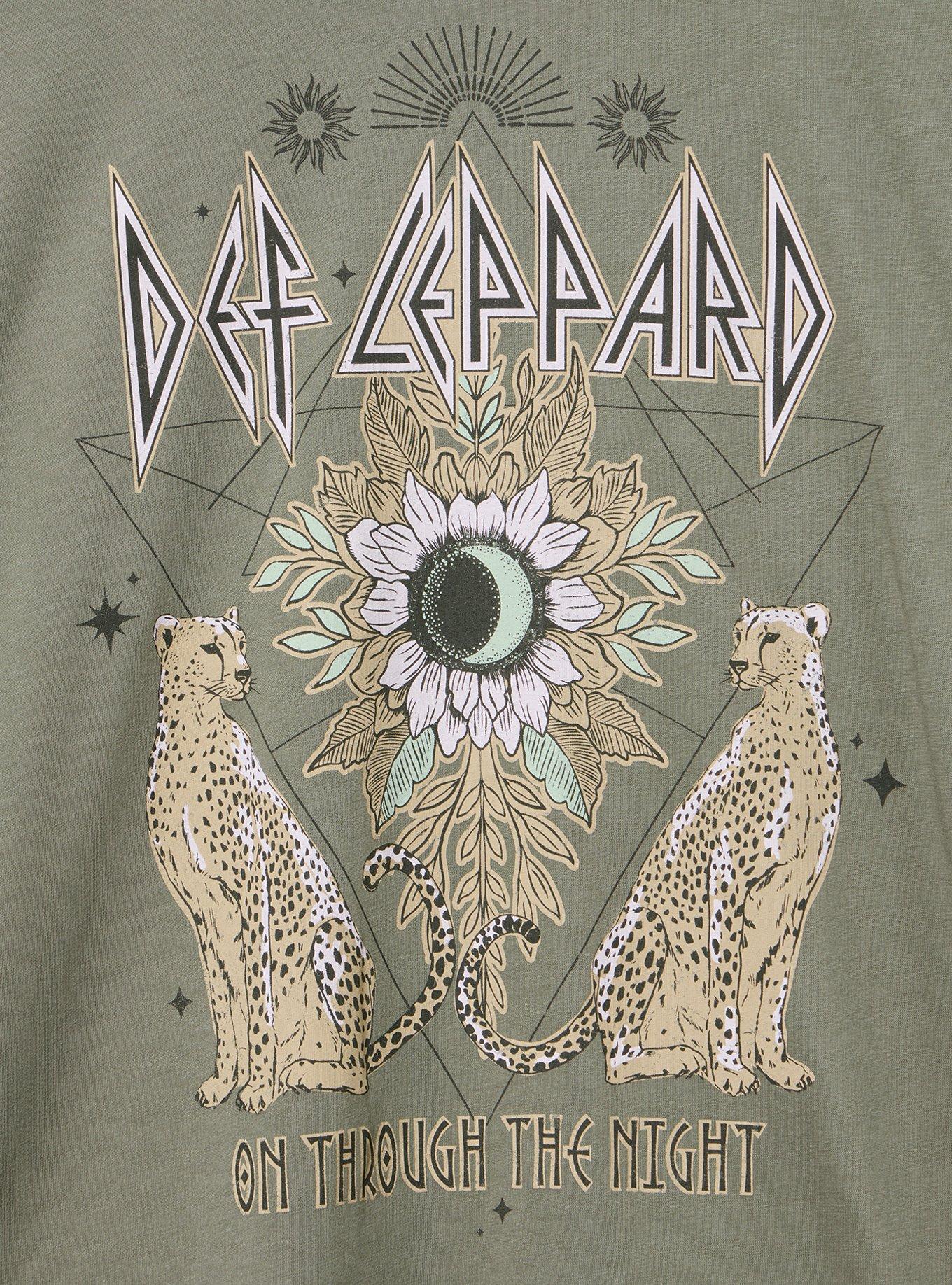 Def Leppard Relaxed Cotton Crew Tee, DEF LEPPARD CHEETAH AGAVE GREEN, alternate