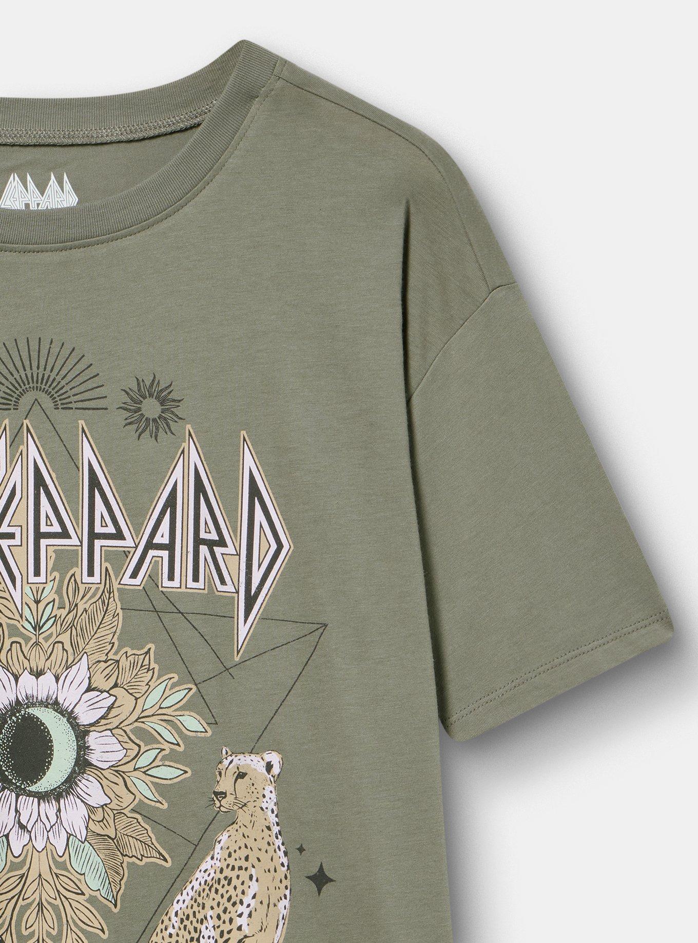 Def Leppard Relaxed Cotton Crew Tee, DEF LEPPARD CHEETAH AGAVE GREEN, alternate