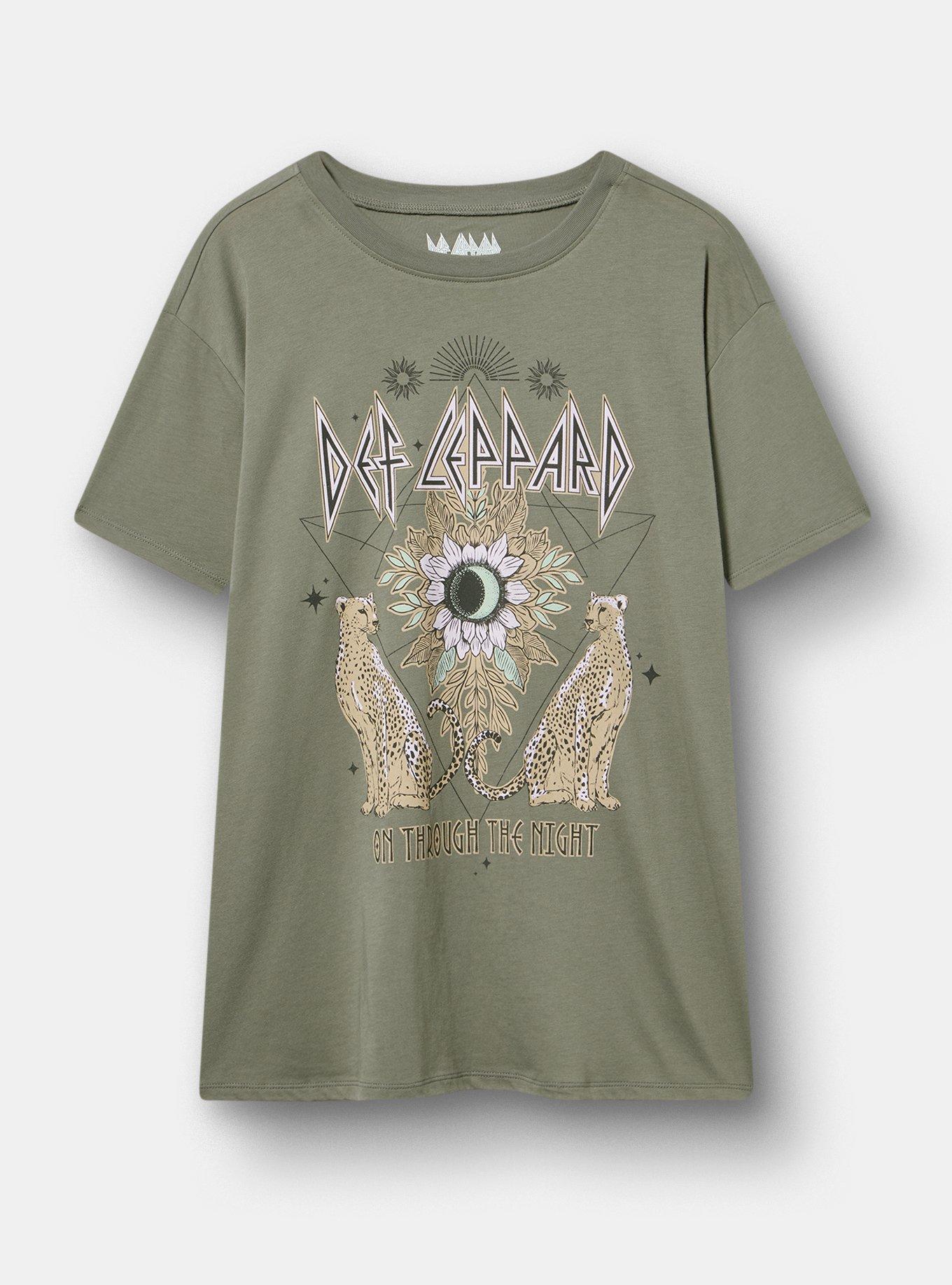 Def Leppard Relaxed Cotton Crew Tee, DEF LEPPARD CHEETAH AGAVE GREEN, hi-res