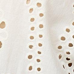 Cotton Eyelet Button-Down Top, WHISPER WHITE, swatch
