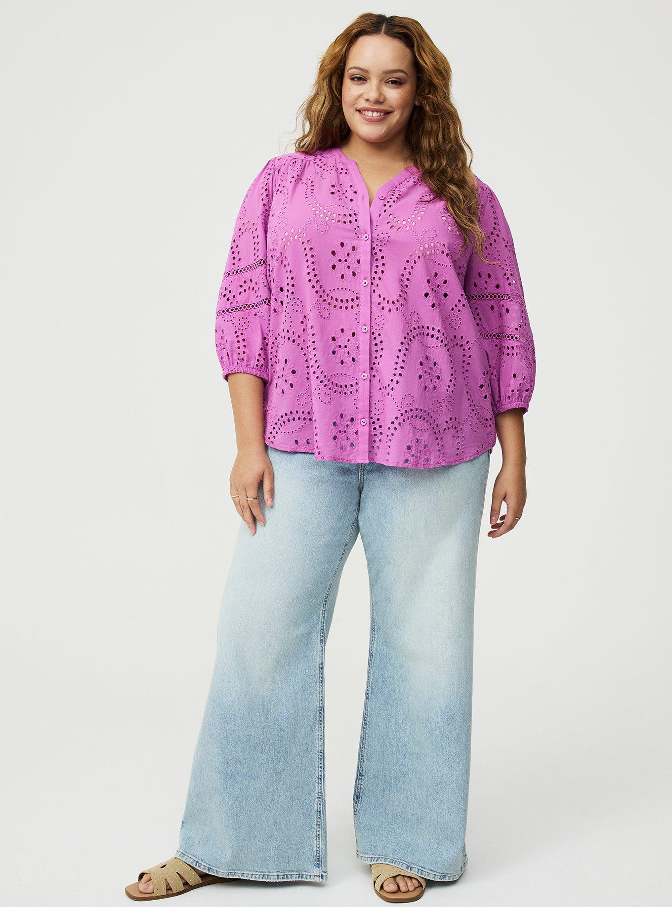 Cotton Eyelet Button-Down Top, LIATRIS, alternate