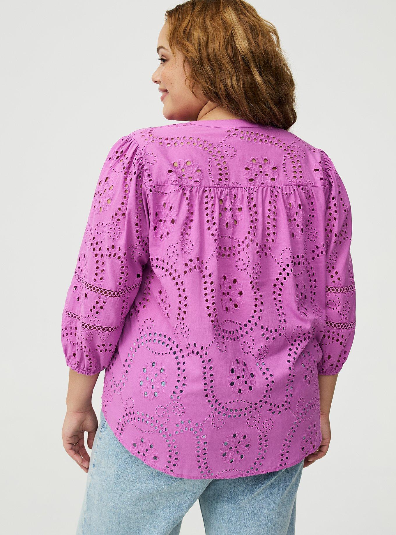 Cotton Eyelet Button-Down Top, LIATRIS, alternate