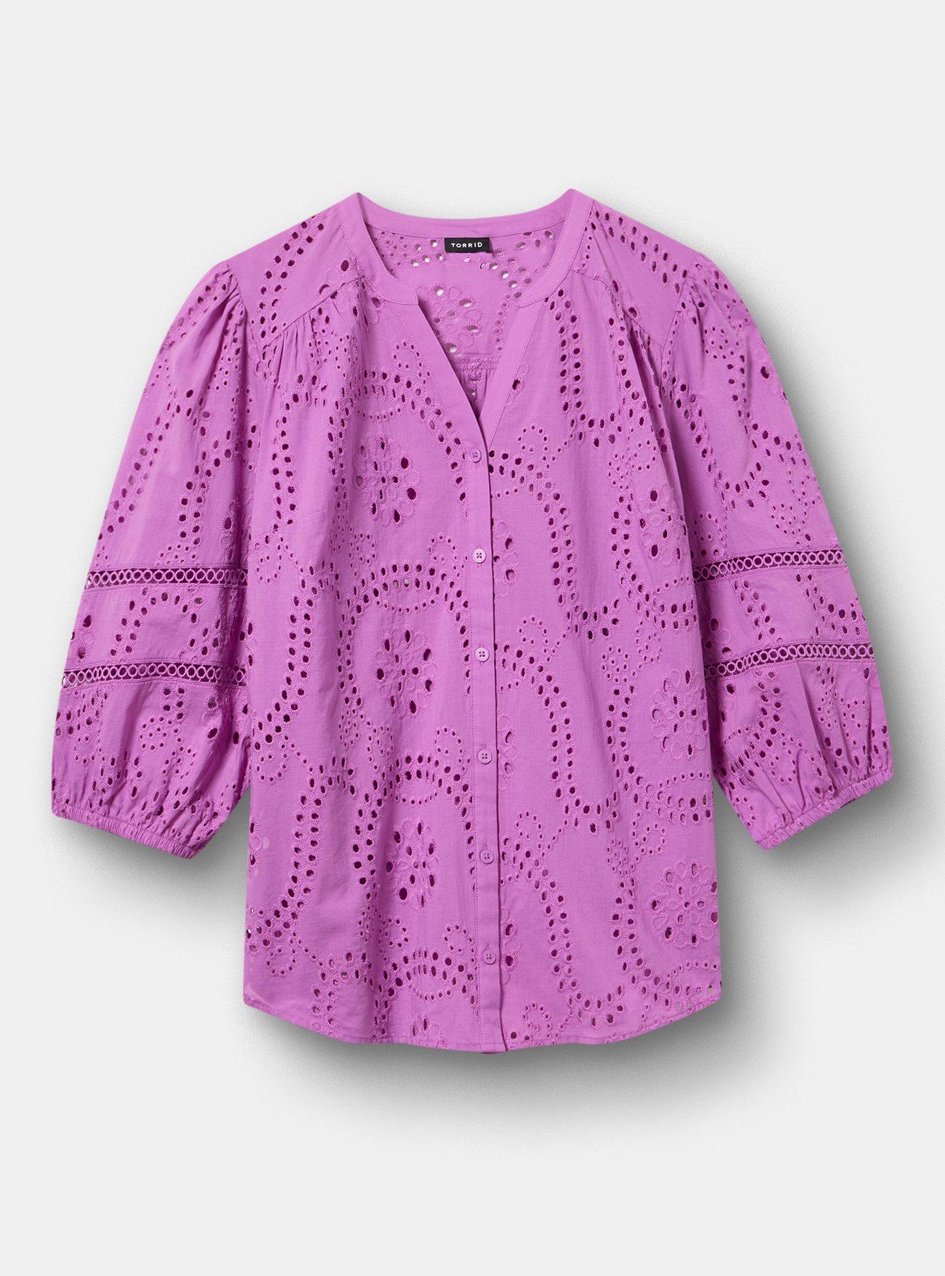 Cotton Eyelet Button-Down Top, LIATRIS, hi-res