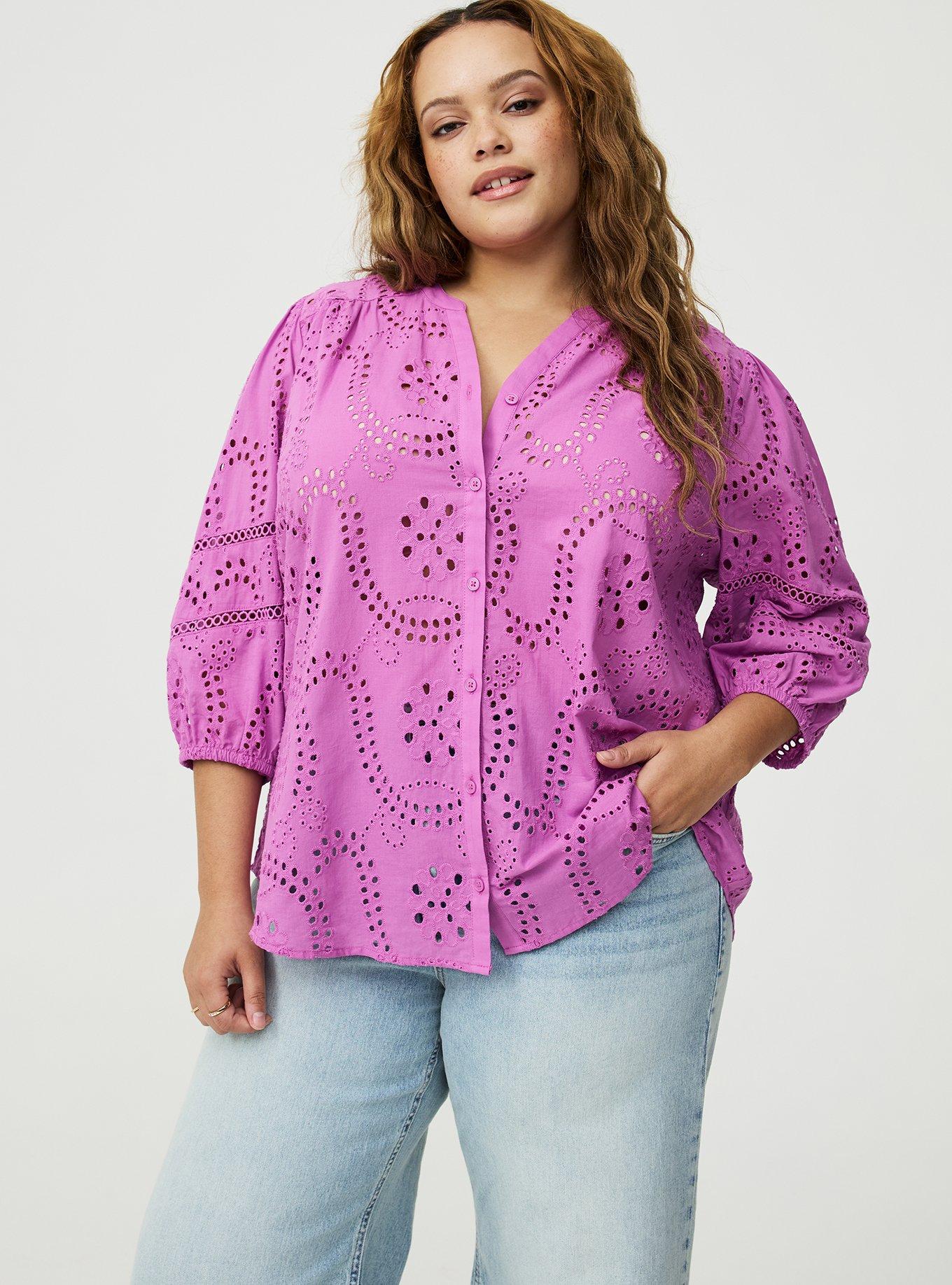 Cotton Eyelet Button-Down Top, LIATRIS, hi-res