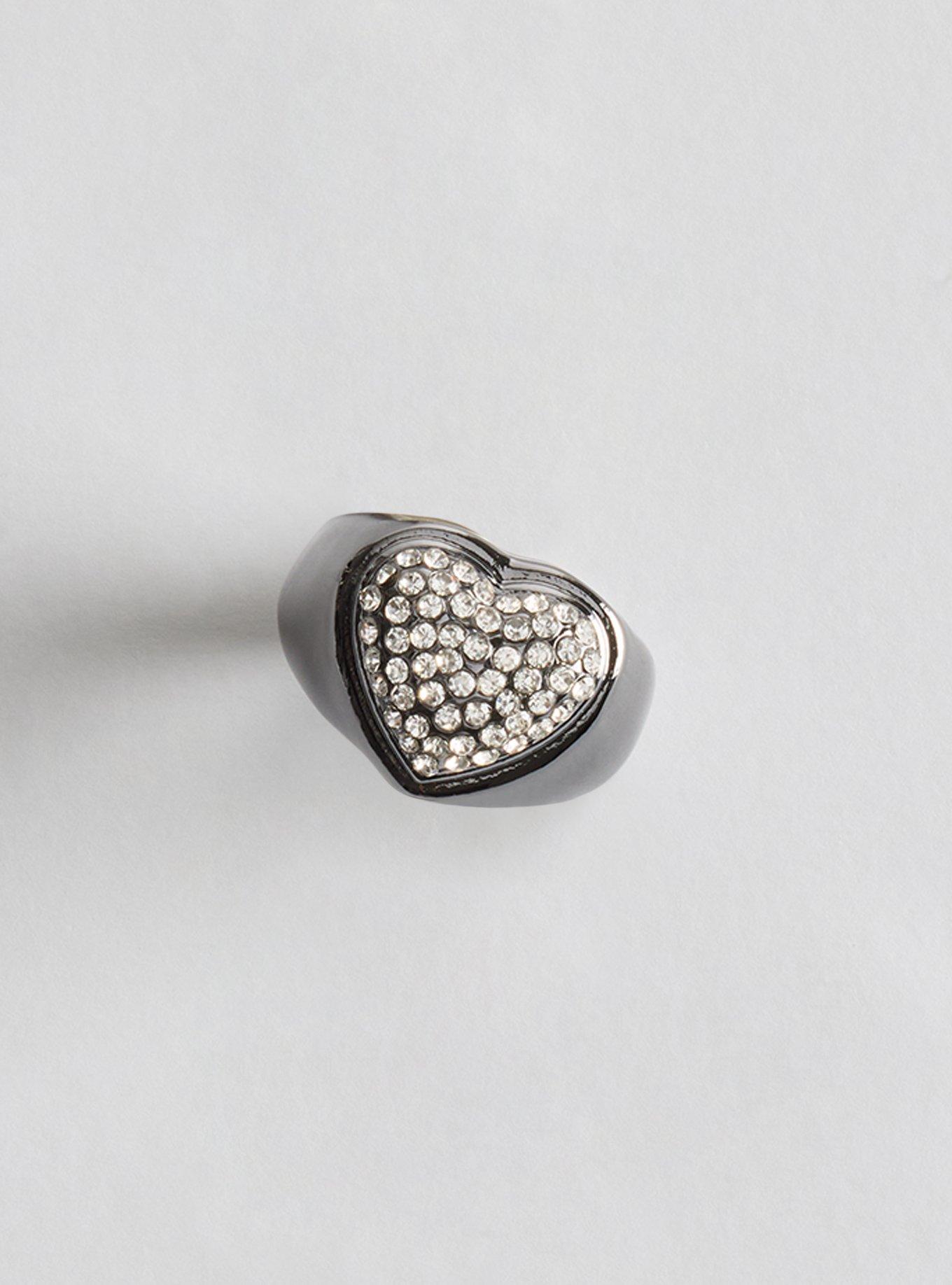 Pave Heart Statement Ring, SILVER, hi-res