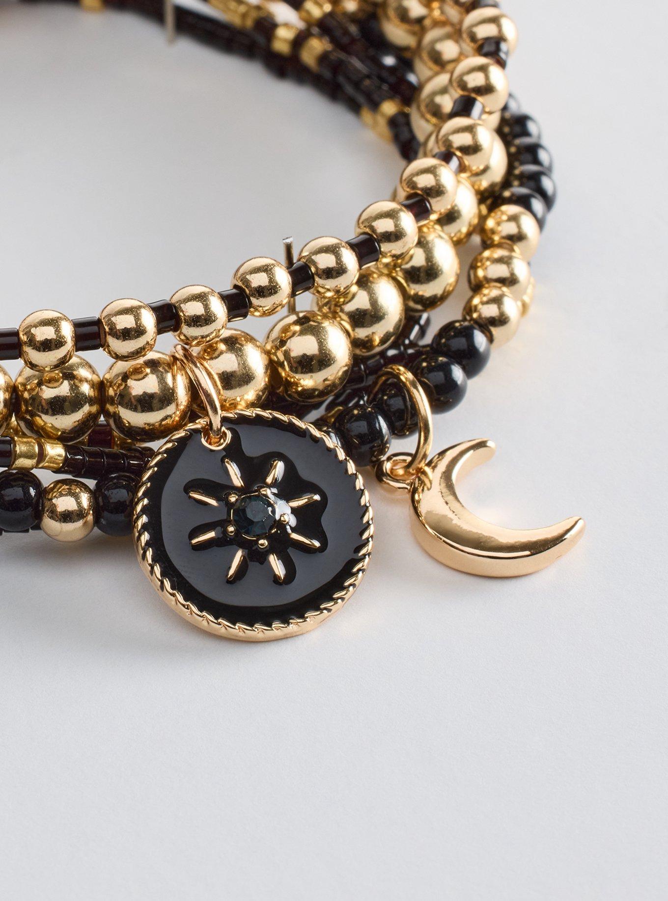 Celestial Beaded Stretch Bracelet, GOLD, alternate