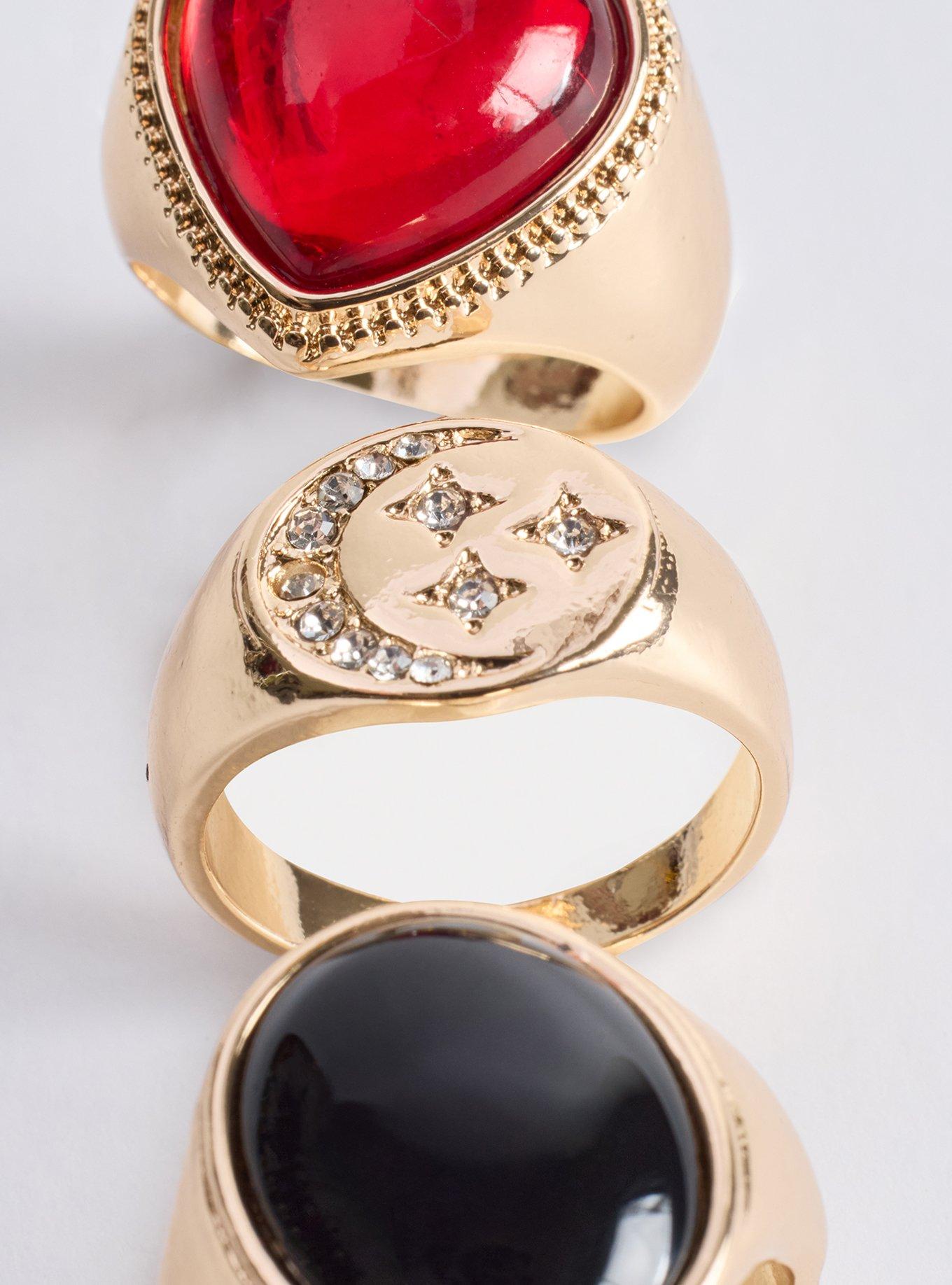 Celestial Heart Ring Set, GOLD, alternate