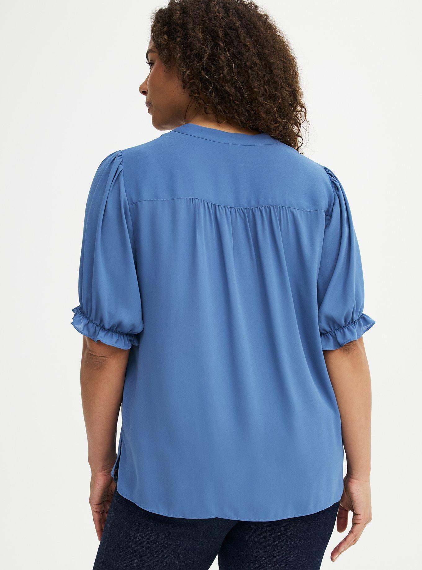 Georgette Puff Sleeve Blouse, BLUE HORIZON, alternate
