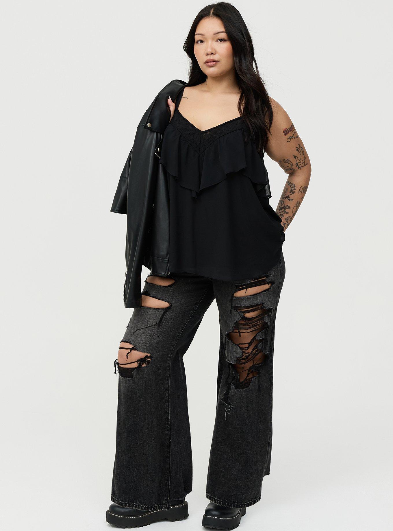 Ruffle & Lace Cami, DEEP BLACK, alternate