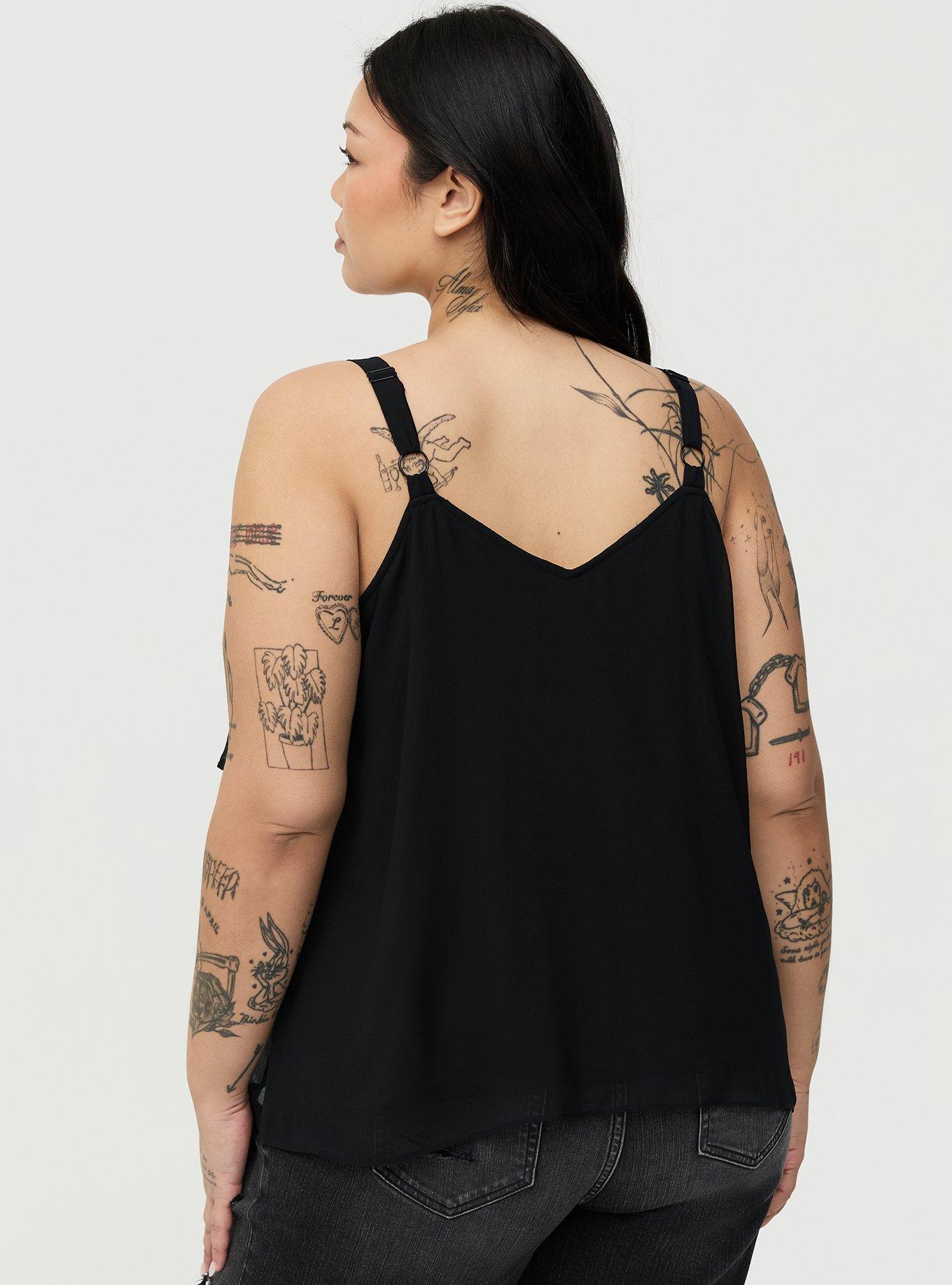 Ruffle & Lace Cami, DEEP BLACK, alternate