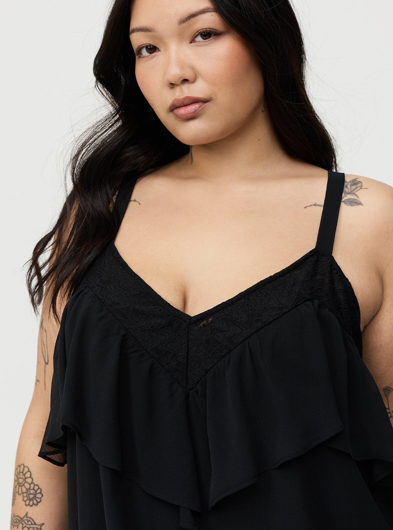 Ruffle & Lace Cami, DEEP BLACK, alternate