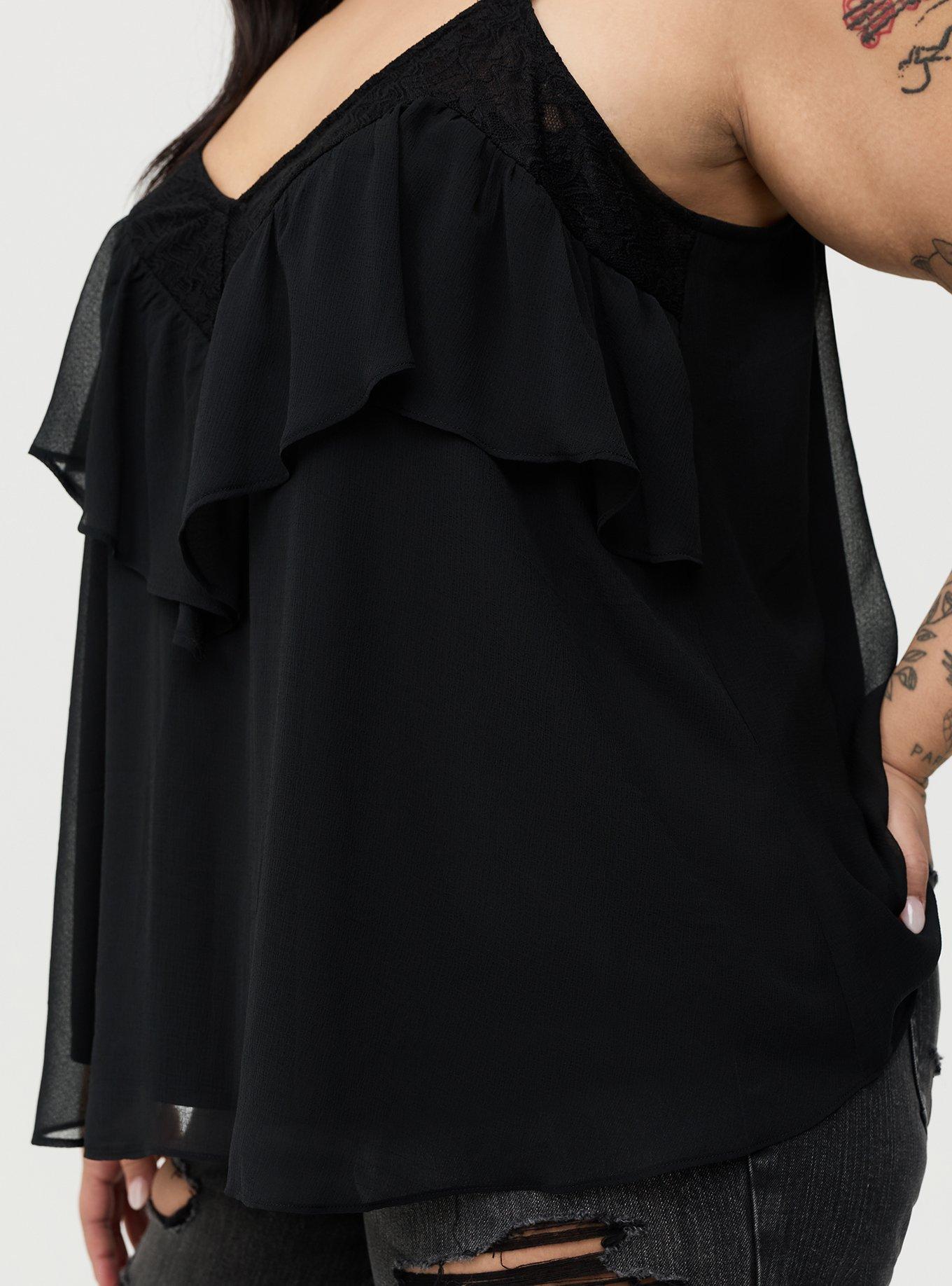 Ruffle & Lace Cami, DEEP BLACK, alternate