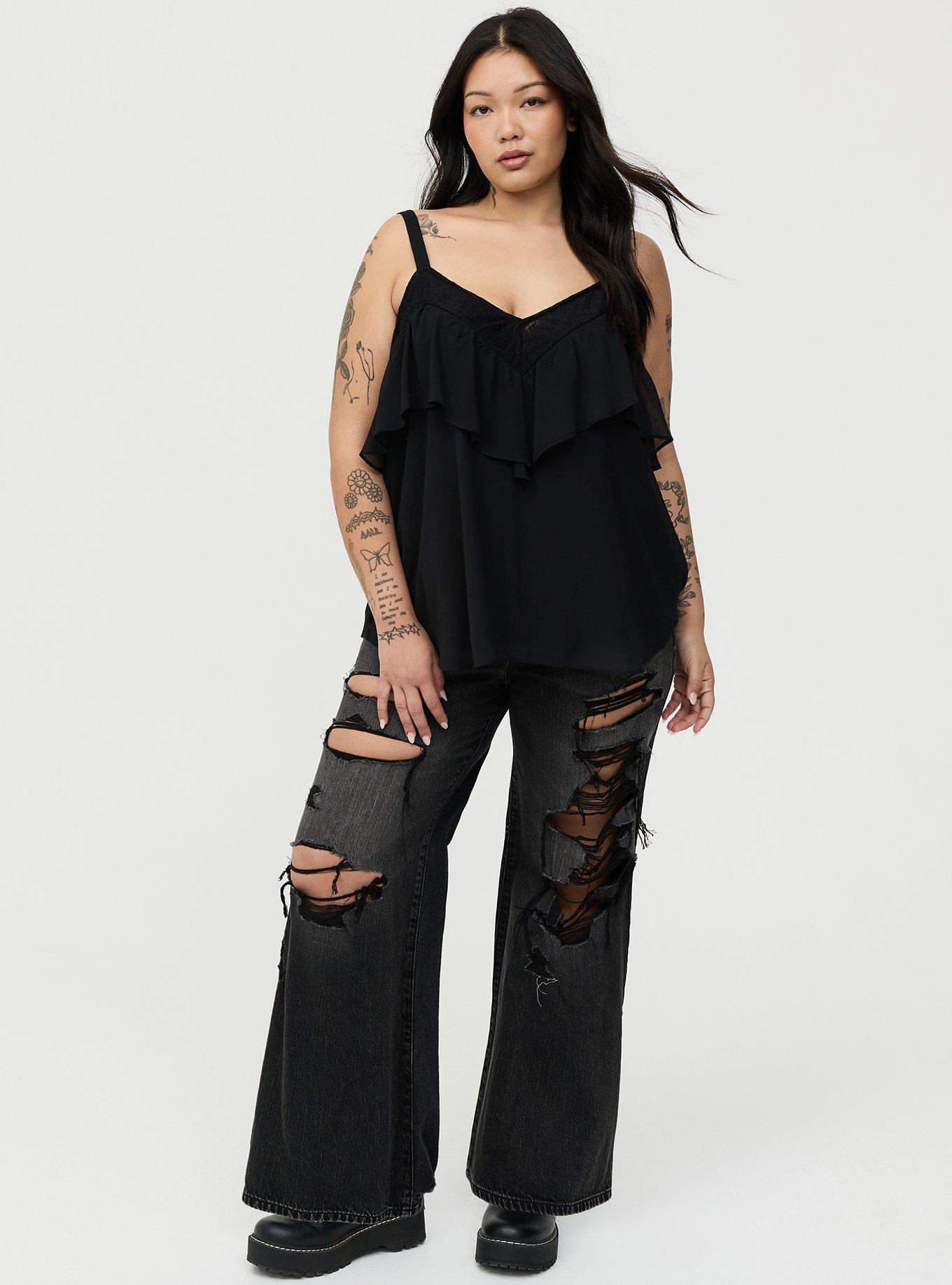 Ruffle & Lace Cami, DEEP BLACK, alternate