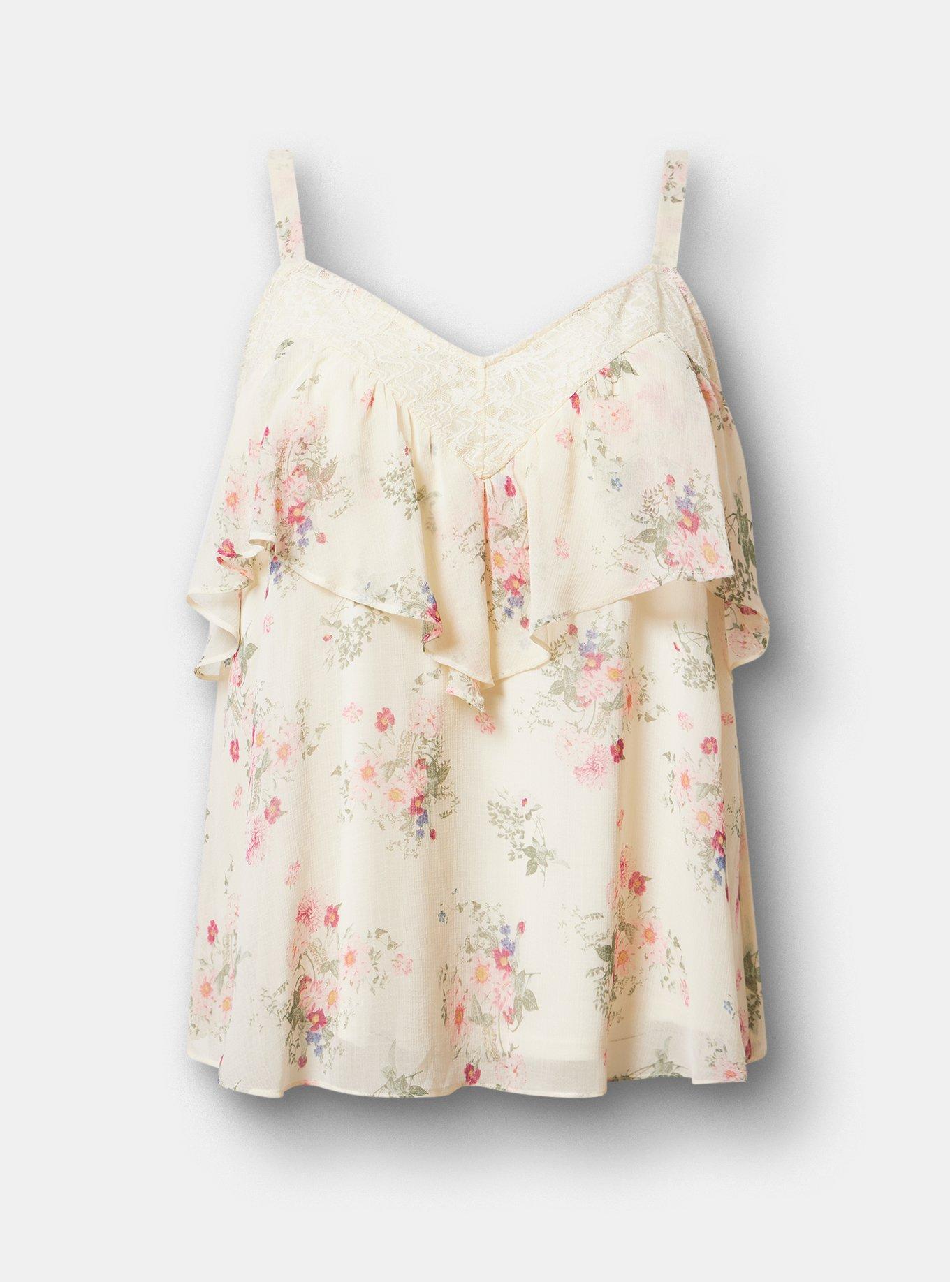 Ruffle & Lace Cami, SPRING FLORAL GARDEN, hi-res