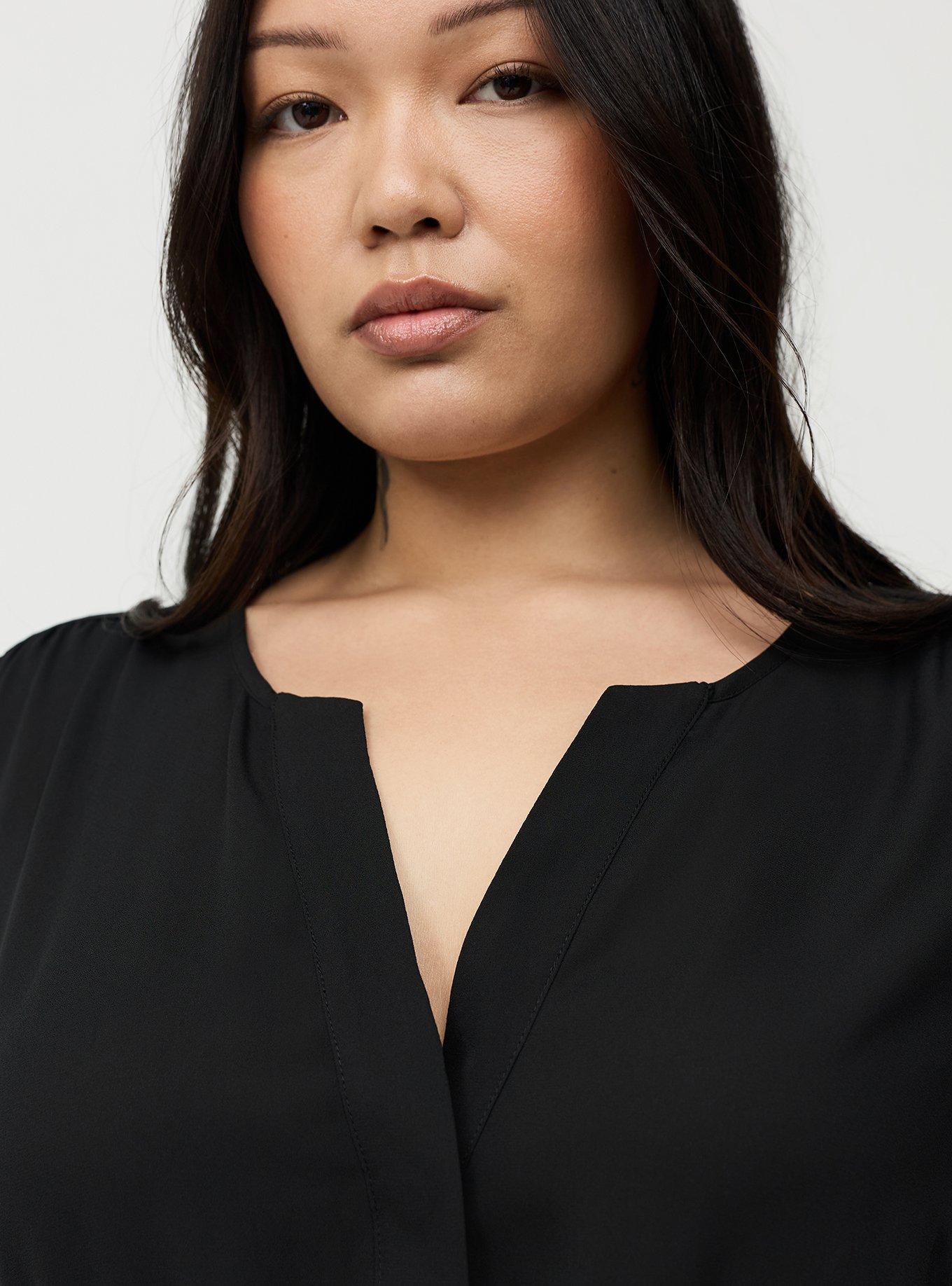 Babydoll Flutter Sleeve Blouse, DEEP BLACK, alternate