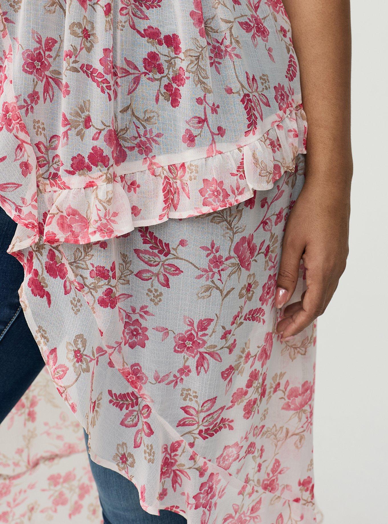 Button Front Tunic Top, ENTICE FLORALS PINK, alternate